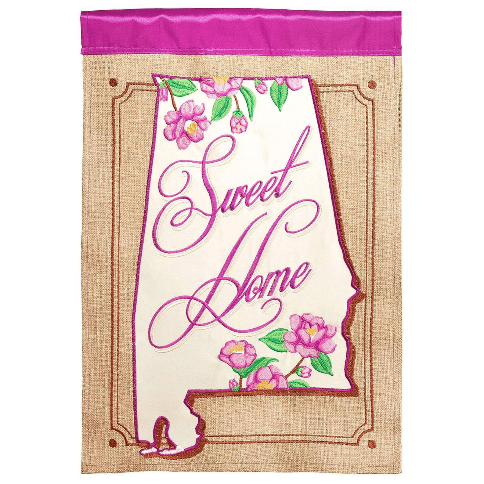 29 x 42 in. Double Applique Sweet Home Alabama Burlap Garden Flag - Large