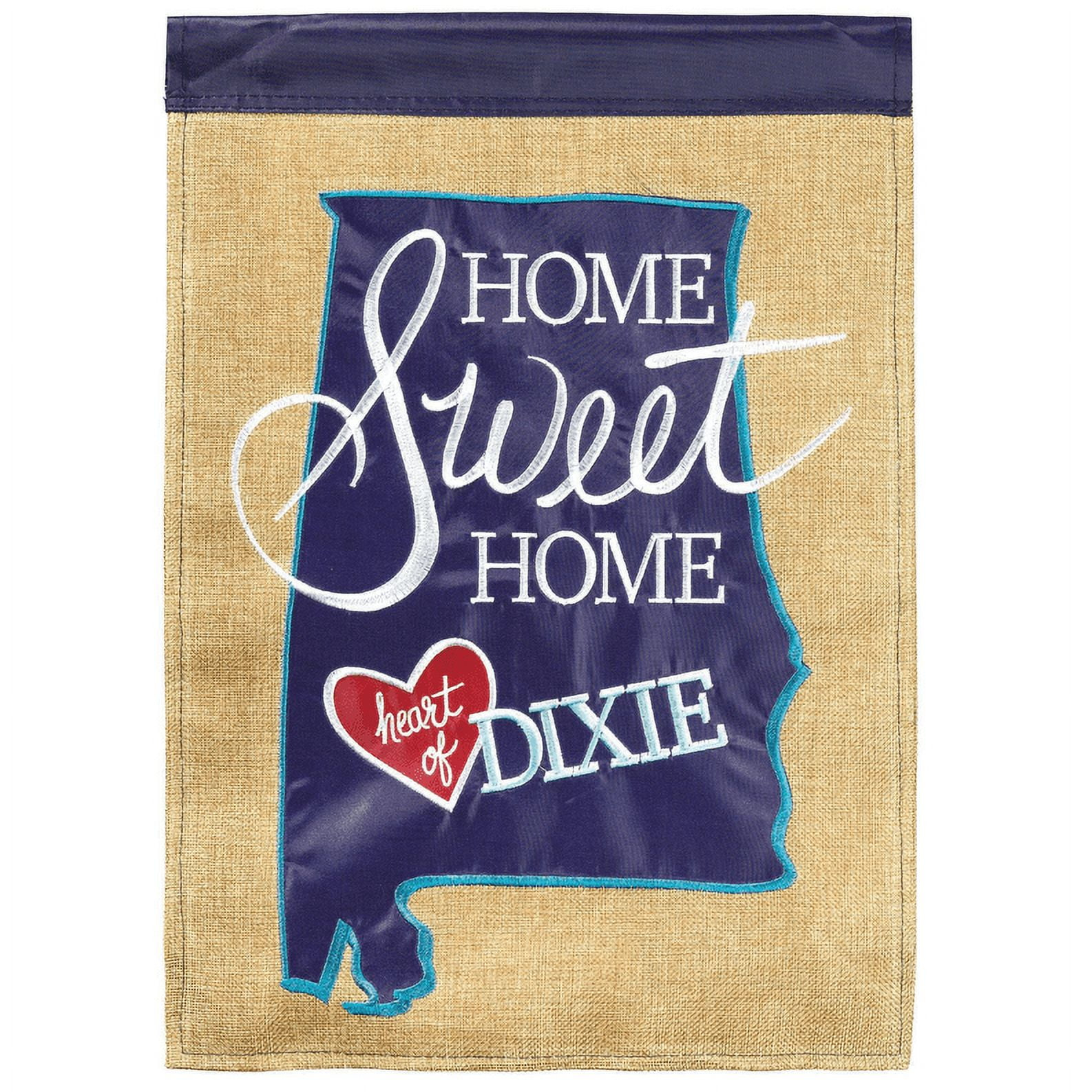 Magnolia Garden Home Sweet Home Dixie AL 29 x 42 Poly Burlap Outdoor Hanging Flag