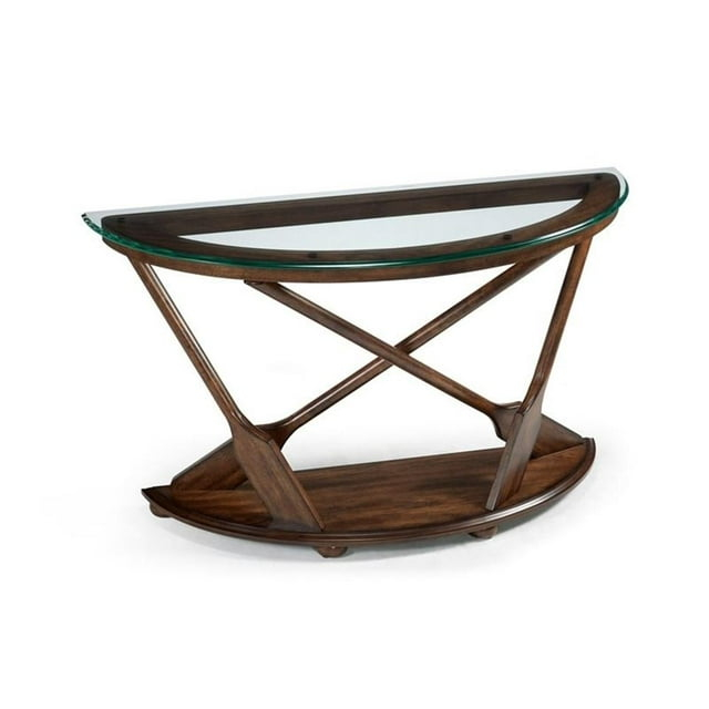 Magnussen Beaufort Sofa Table with Dark Oak Base and Glass Top