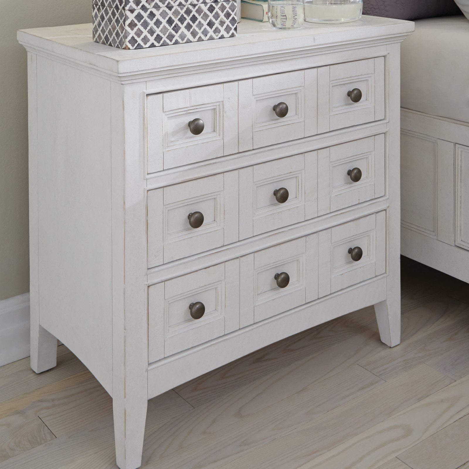 Magnussen Heron Cove Relaxed Traditional Soft White 3 Drawer Nightstand