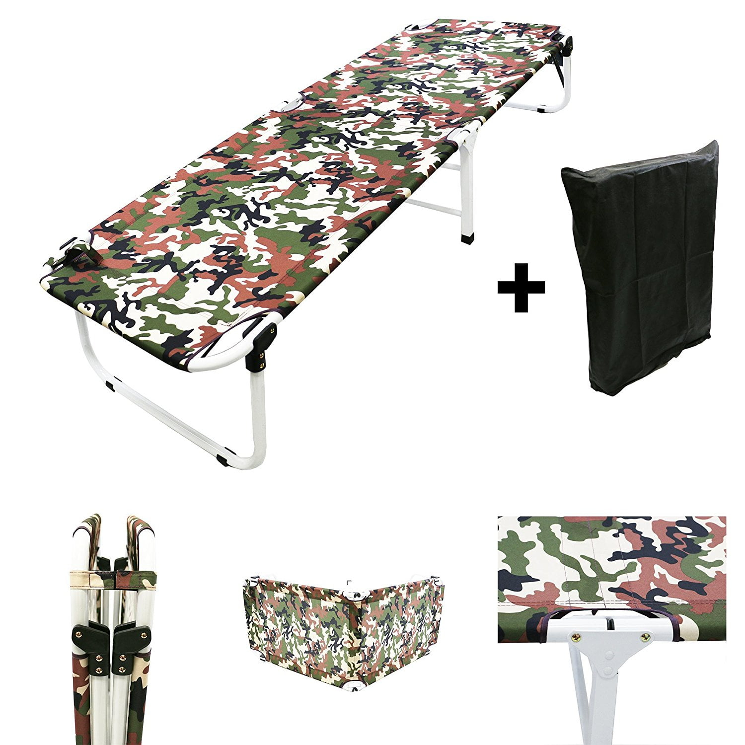 Magshion Portable Military Fold Up Camping Bed Cot + Free Storage Bag Camo