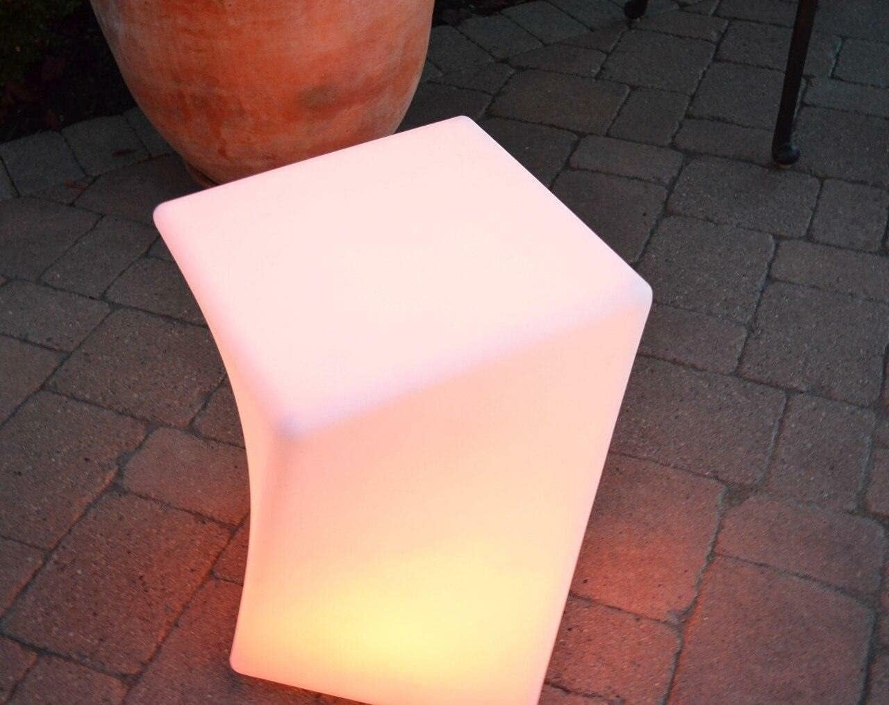 Main Access Twist: 18 Inch Color Changing LED Light Stool Seat; Wireless, Waterproof and Rechargeable for Patio, Pool or Balcony