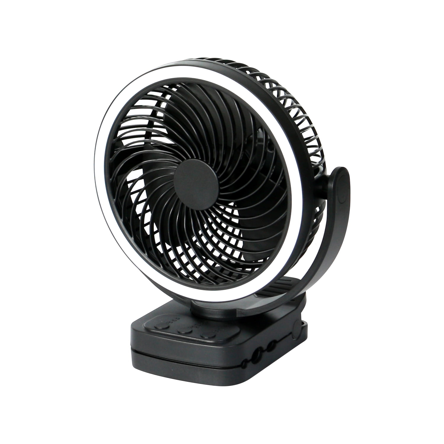 Mainstay 7 "Rechargeable USB Clip and Table Fan with LED Black