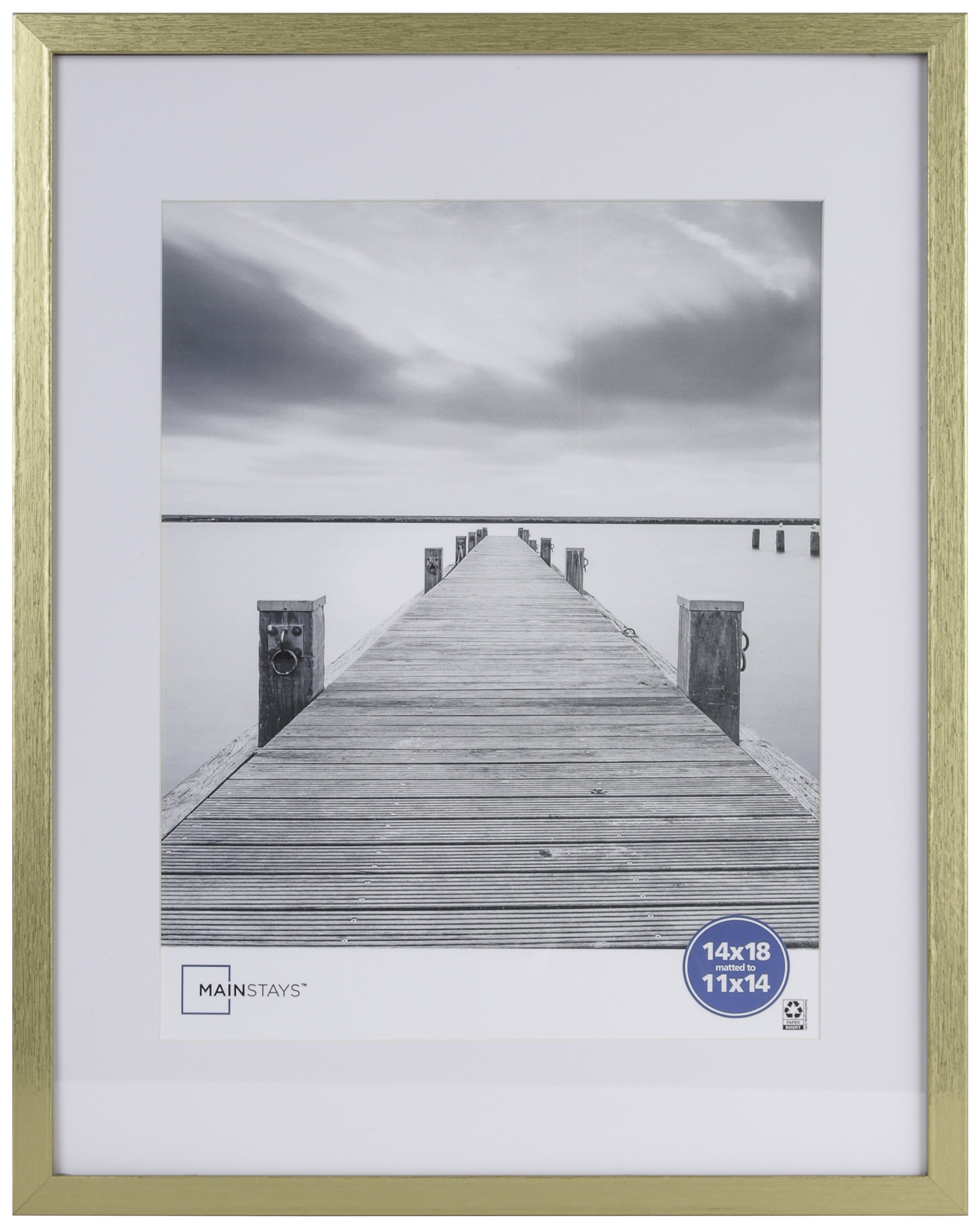 Mainstays 14x18 Matted to 11x14 Linear Gold Gallery Picture Frame
