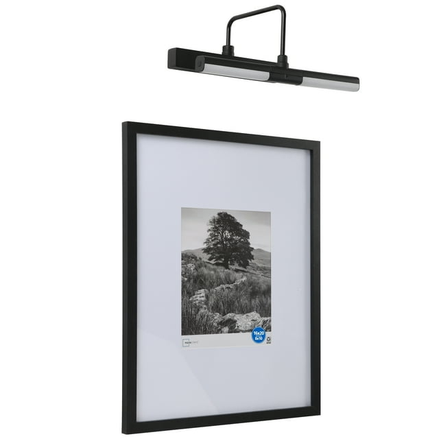 Mainstays 16"x20" Gallery Frame with Wall Mount Light, Matted for 8"x10" Picture