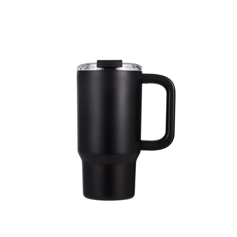 Mainstays 18 oz Black Double Wall Stainless Steel Tumbler with Handle, Flip Lid