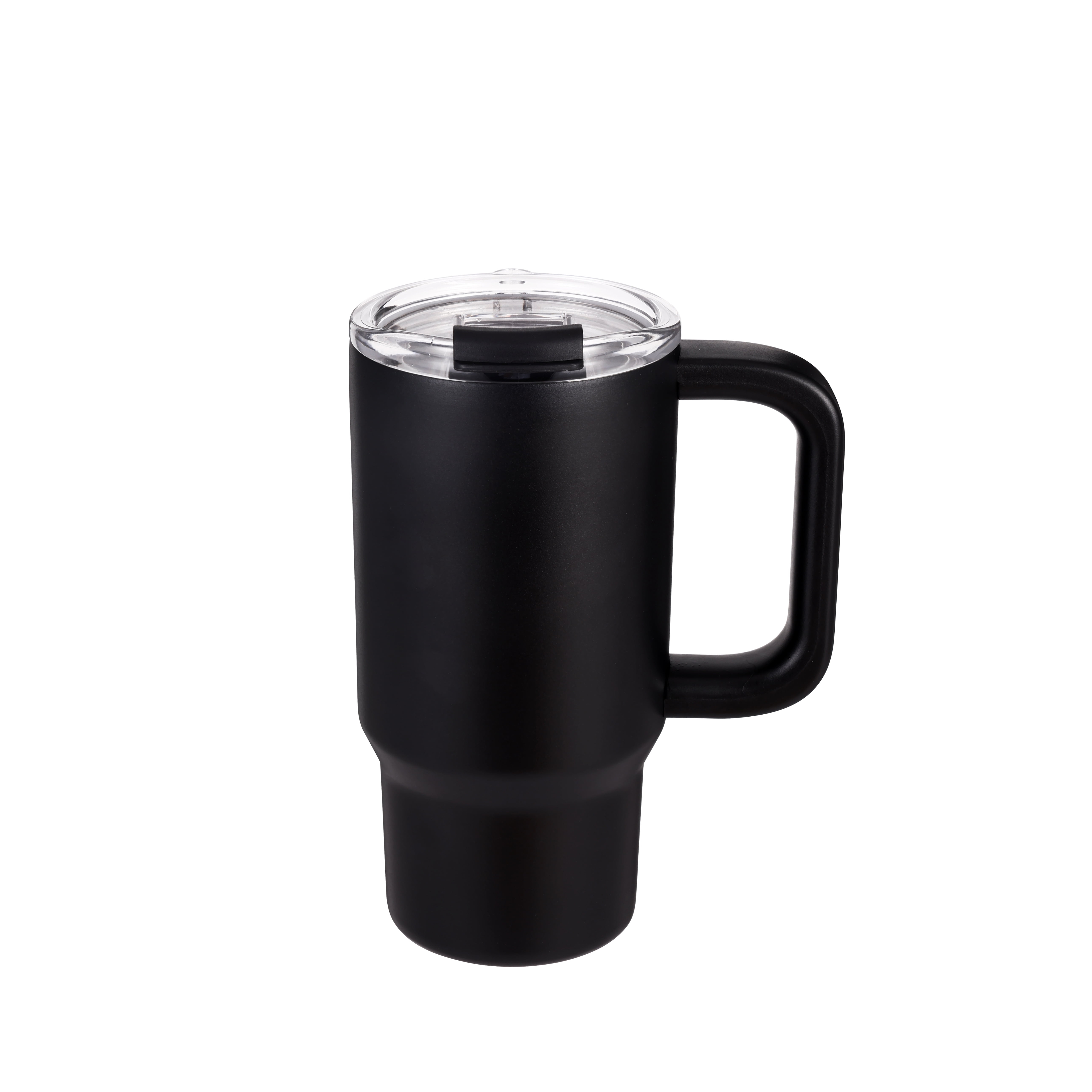 Mainstays 18 oz Black Double Wall Stainless Steel Tumbler with Handle, Flip Lid