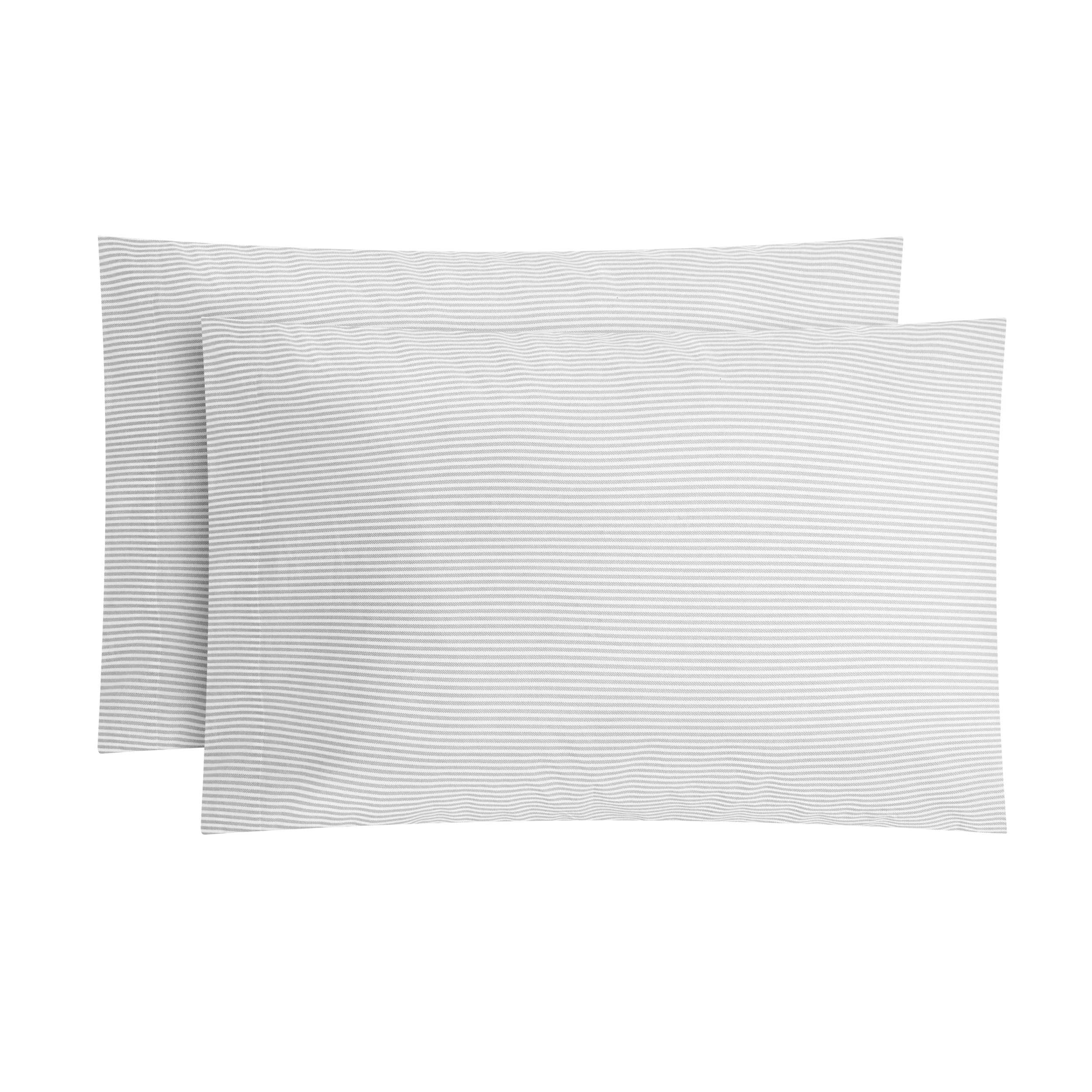 Mainstays 2-Piece 300 Thread Count Silver Stripe Cotton Blend Percale Pillowcase Set, Standard/Queen