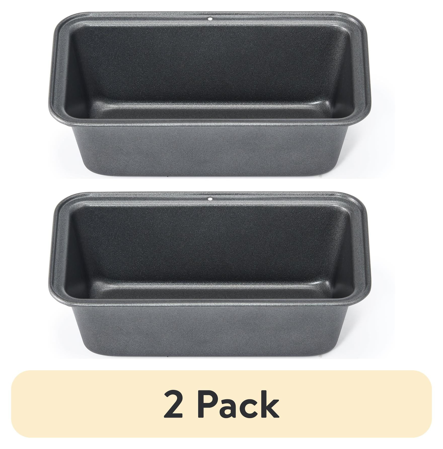 Mainstays 2pk Nonstick Mini Loaf Pan, 5.7 in W x 3 in D x 2 in H, Hand Wash Recommended