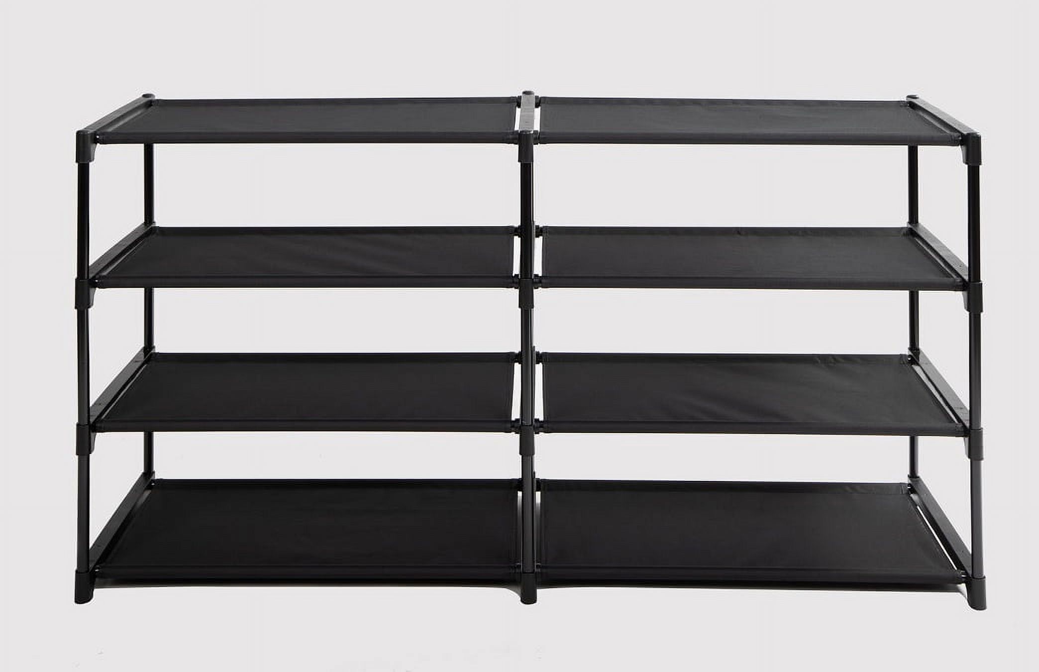 Mainstays 4-Tier Shoe Rack Storage Organizer, Rich Black, 24 Pairs, Iron Poles & Plastic Connectors