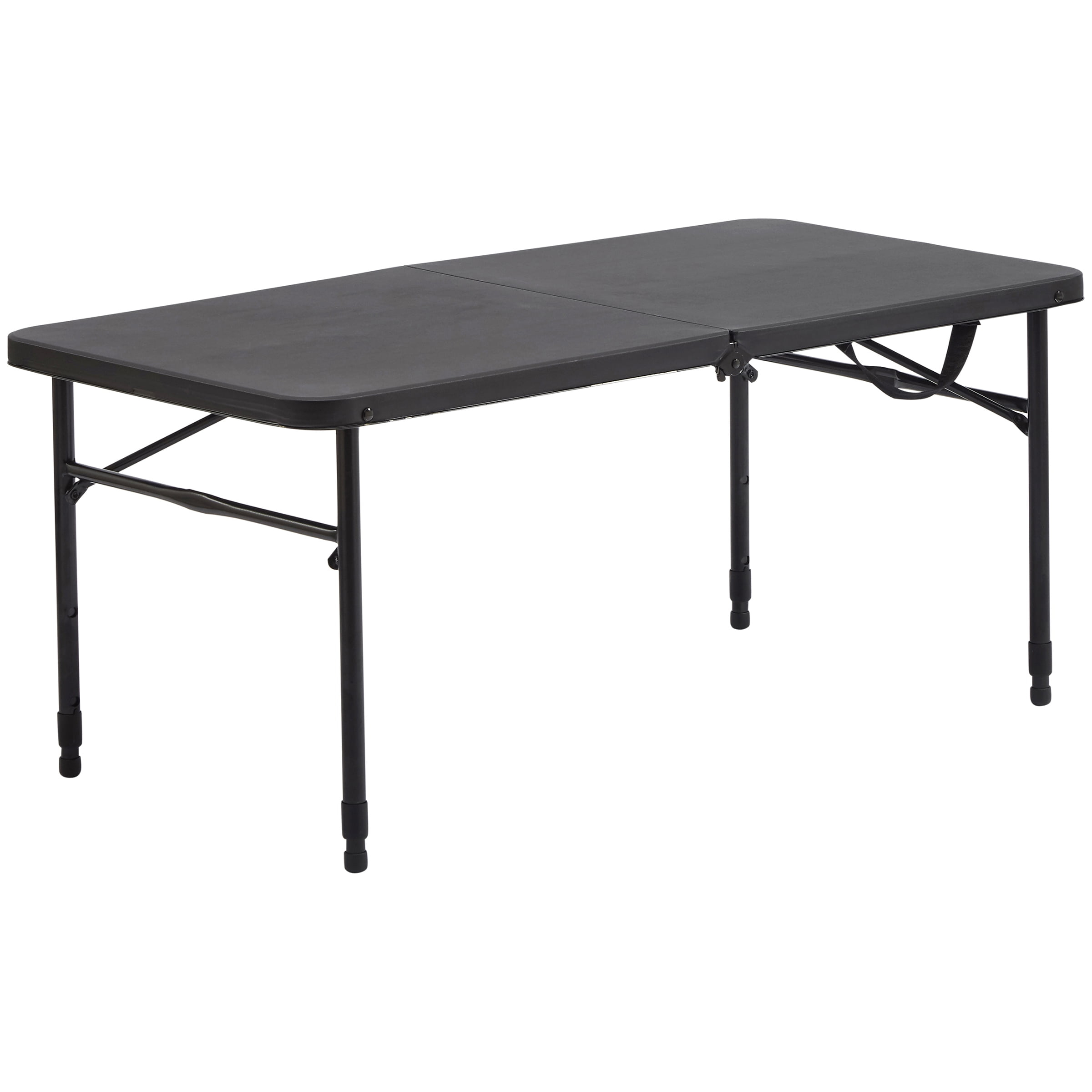 Mainstays 40" Plastic Adjustable Height Fold-in-Half Folding Table, Rich Black