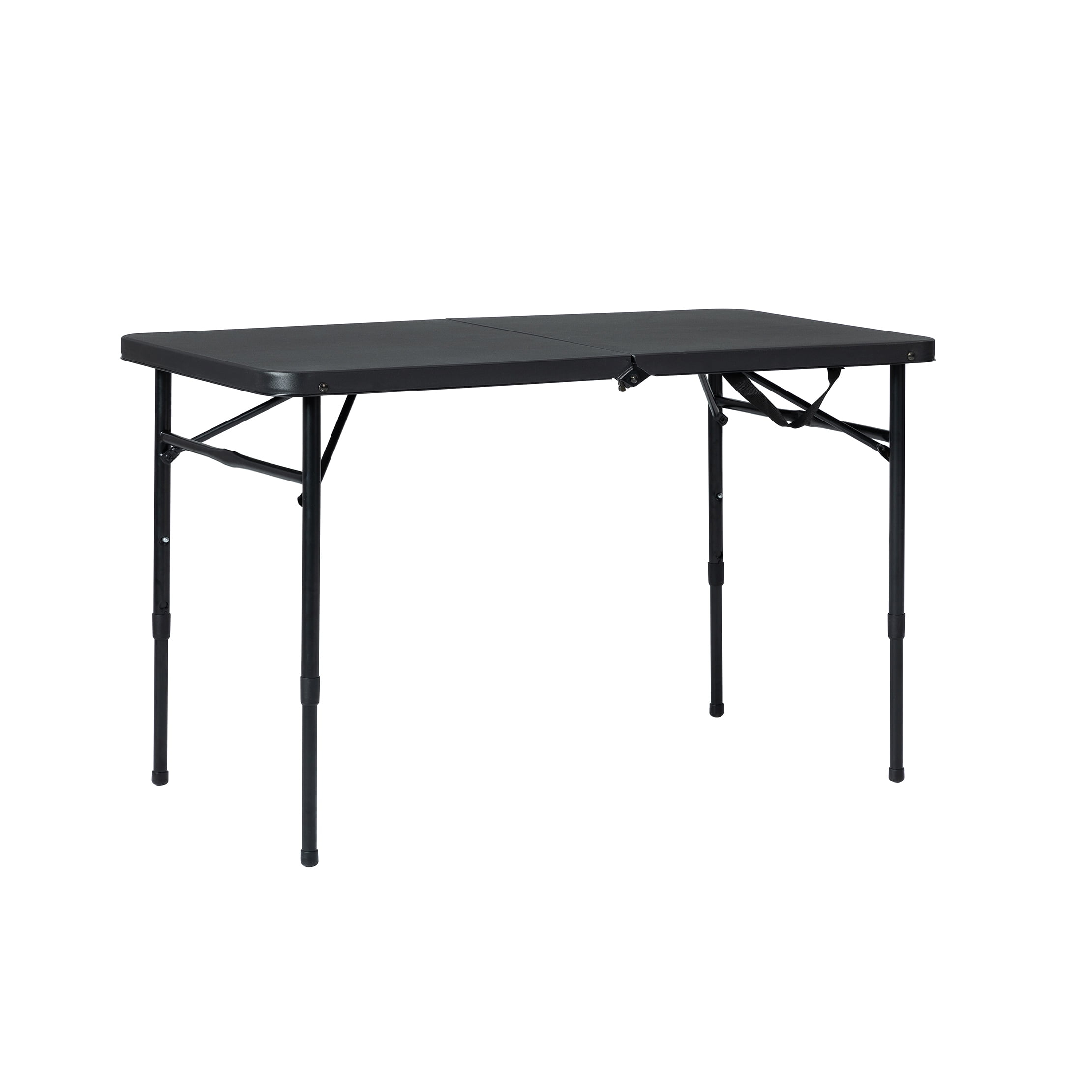 Mainstays 40" Plastic Adjustable Height Fold-in-Half Folding Table, Rich Black
