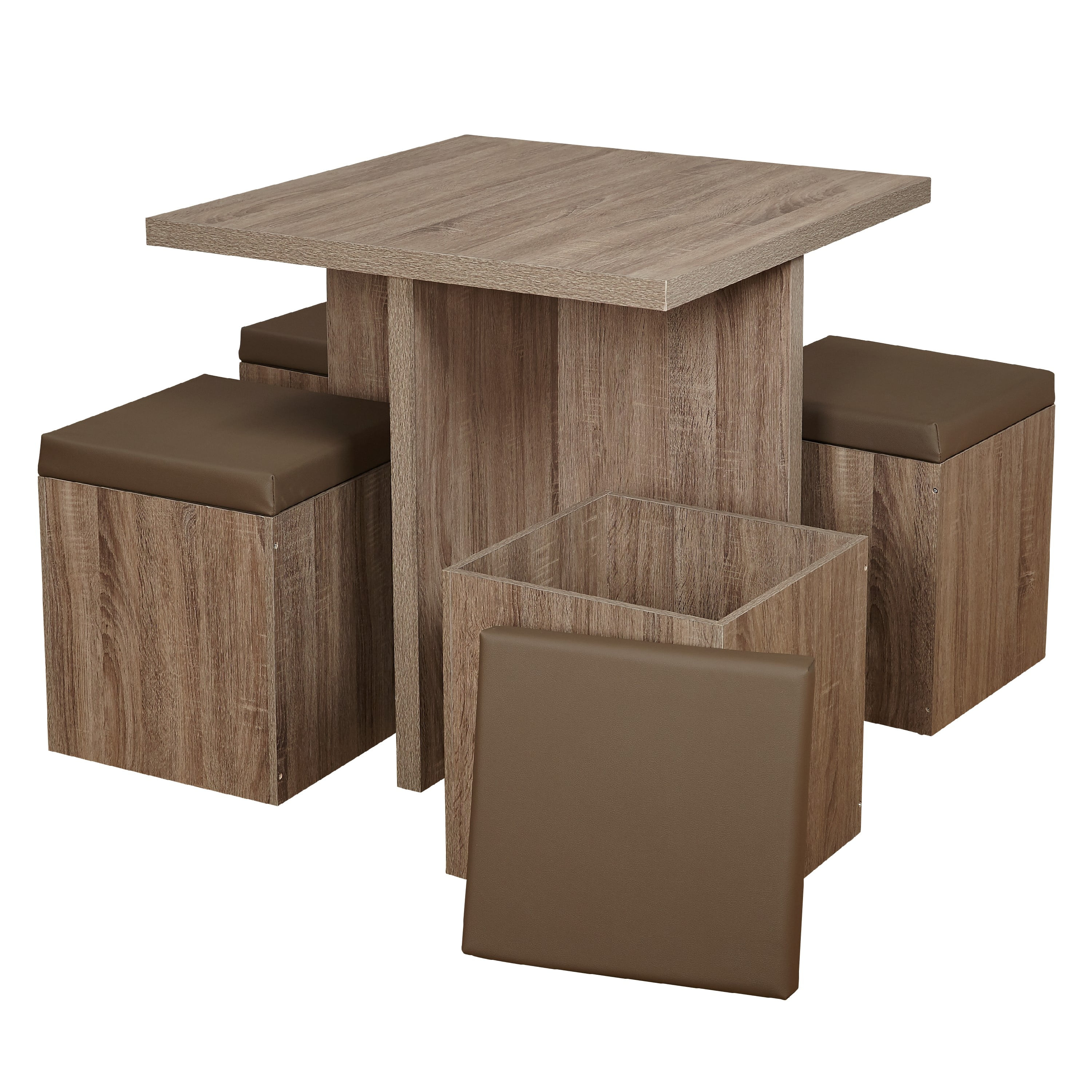 Mainstays Juego de Comedor/cocina Dexter de 5 Piezas con Otomana con Almacenamiento, Varios Colores