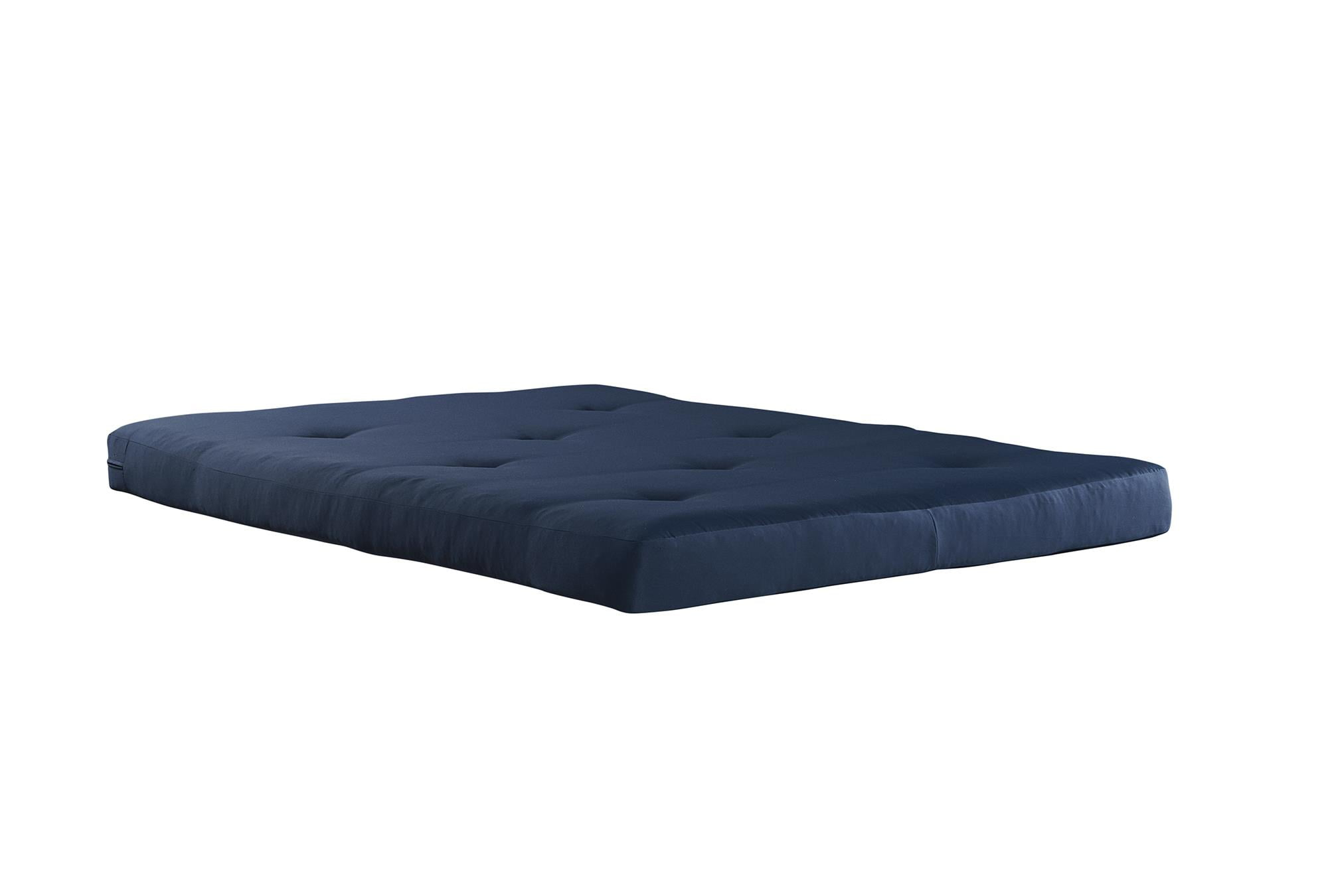 Mainstays 6 Inch Futon Mattress with Tufted Cover and Recycled Polyester Fill, Full, Blue