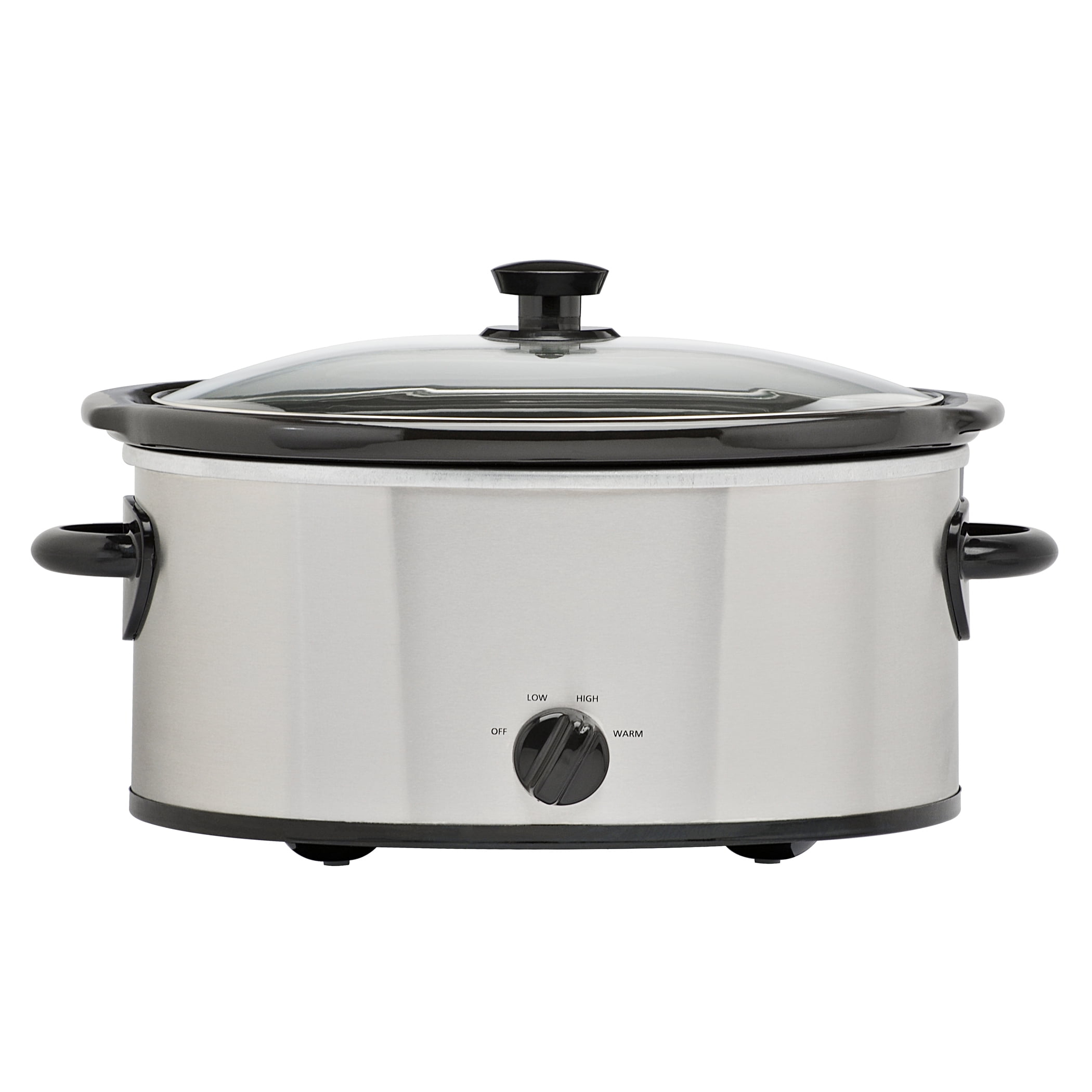 Mainstays 6 Quart Oval Slow Cooker, Stainless Steel Finish, Glass Lid, Model # MS54100112168S