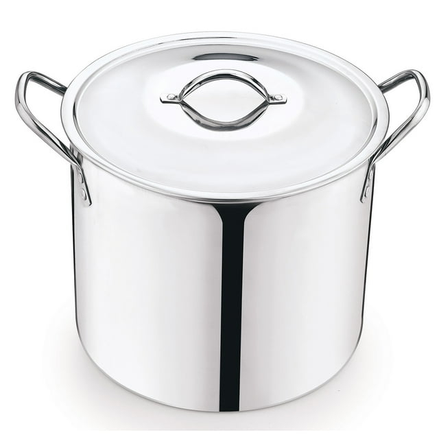 Mainstays 8-Qt Stainless Steel Stock Pot with Metal Lid, Ultra Durable, Stay-Cool Handles, Hand Wash Only