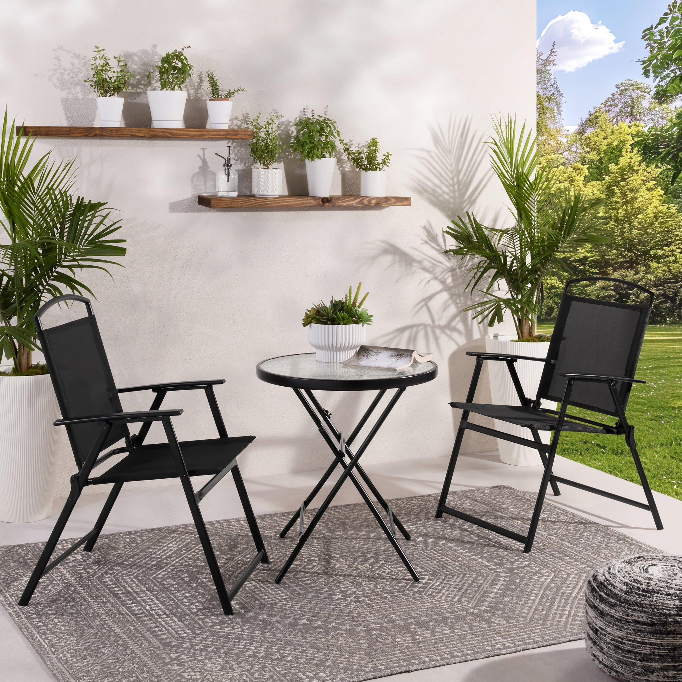 Mainstays Albany Lane 3 Piece Outdoor Bistro Set, Black