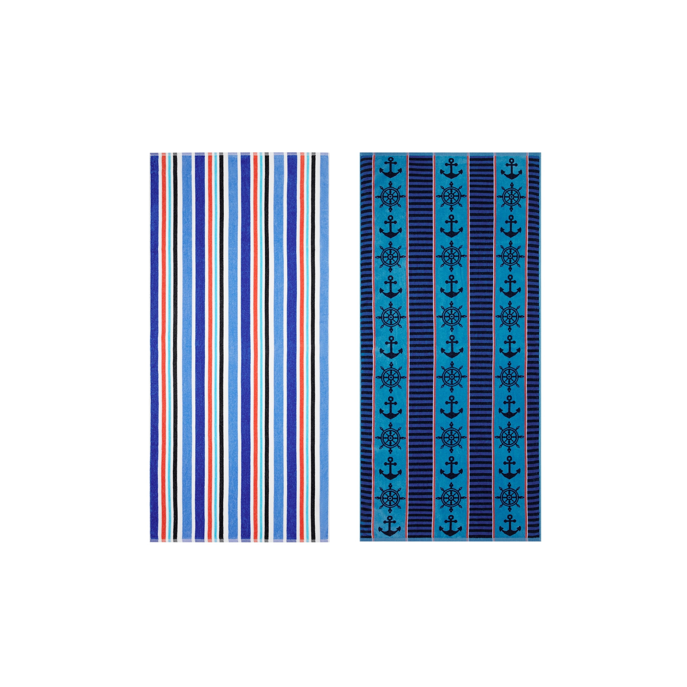 Mainstays Americana Mariner & Stripes Cotton Blend Beach Towels (2 Count)