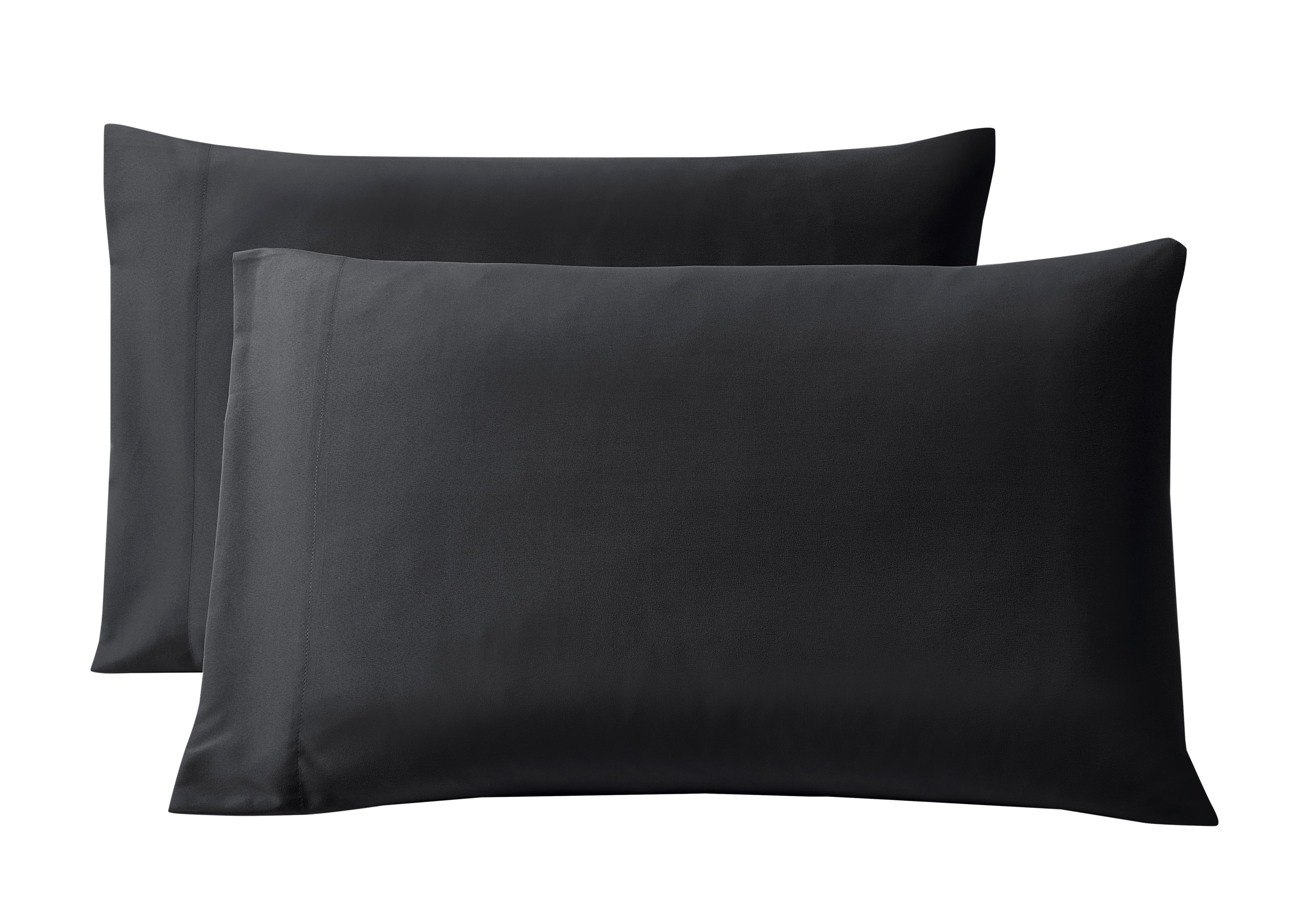 Mainstays Comfort Chill Microfiber Pillowcase Set, Std/Queen, Rich Black, 2 Piece
