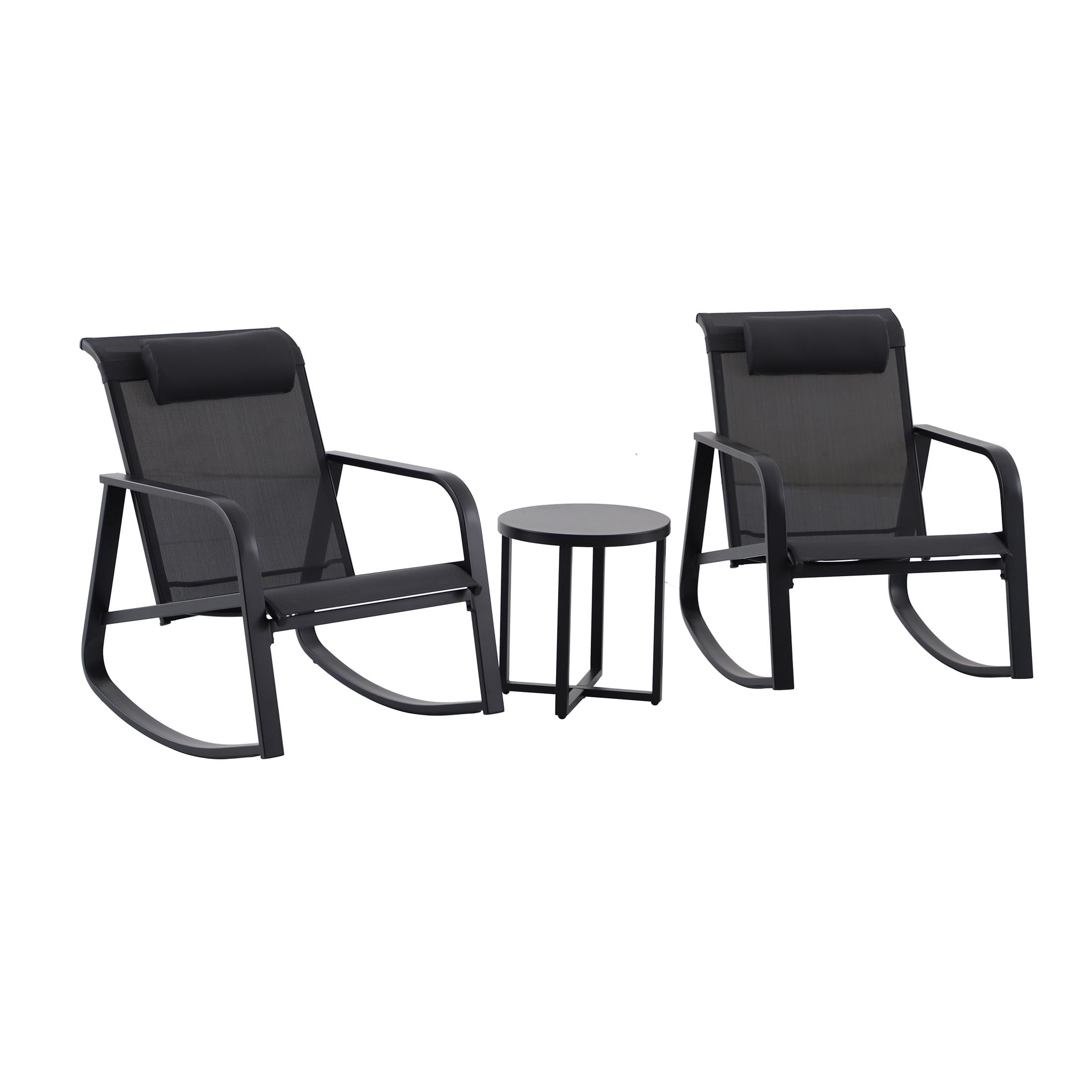 Mainstays Dashwood 3-Piece Steel Outdoor Rocker Chat Set, Black