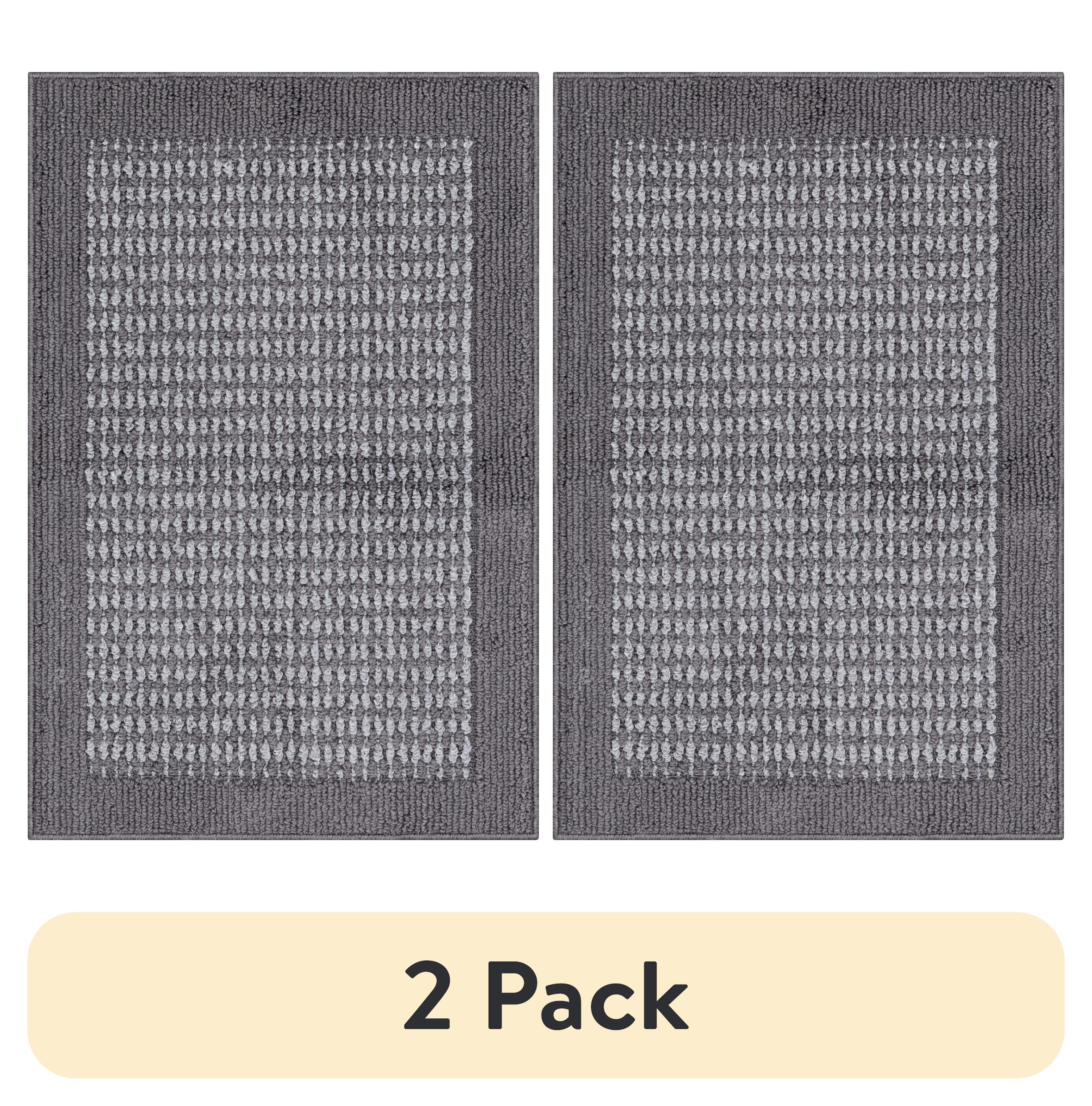 Mainstays Farmhouse Faux Sisal Olefin Gray Border Indoor Accent Rug, 1'8"x2'6"