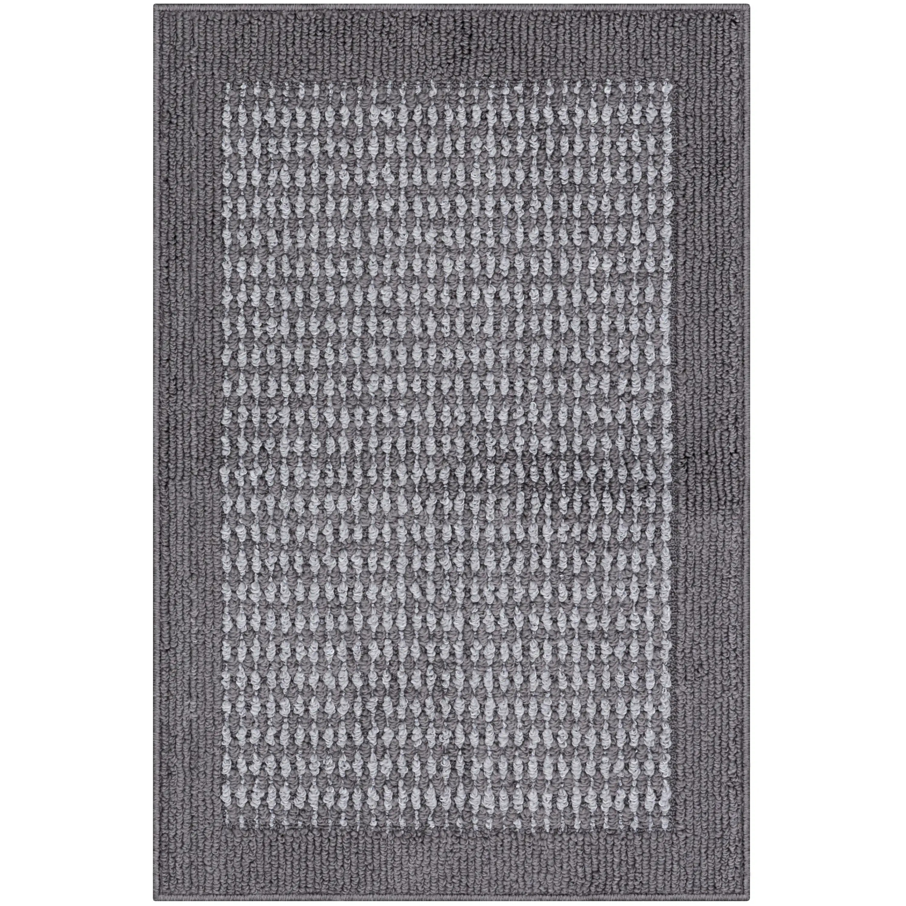 Mainstays Farmhouse Faux Sisal Olefin Gray Border Indoor Accent Rug, 1'8"x2'6"