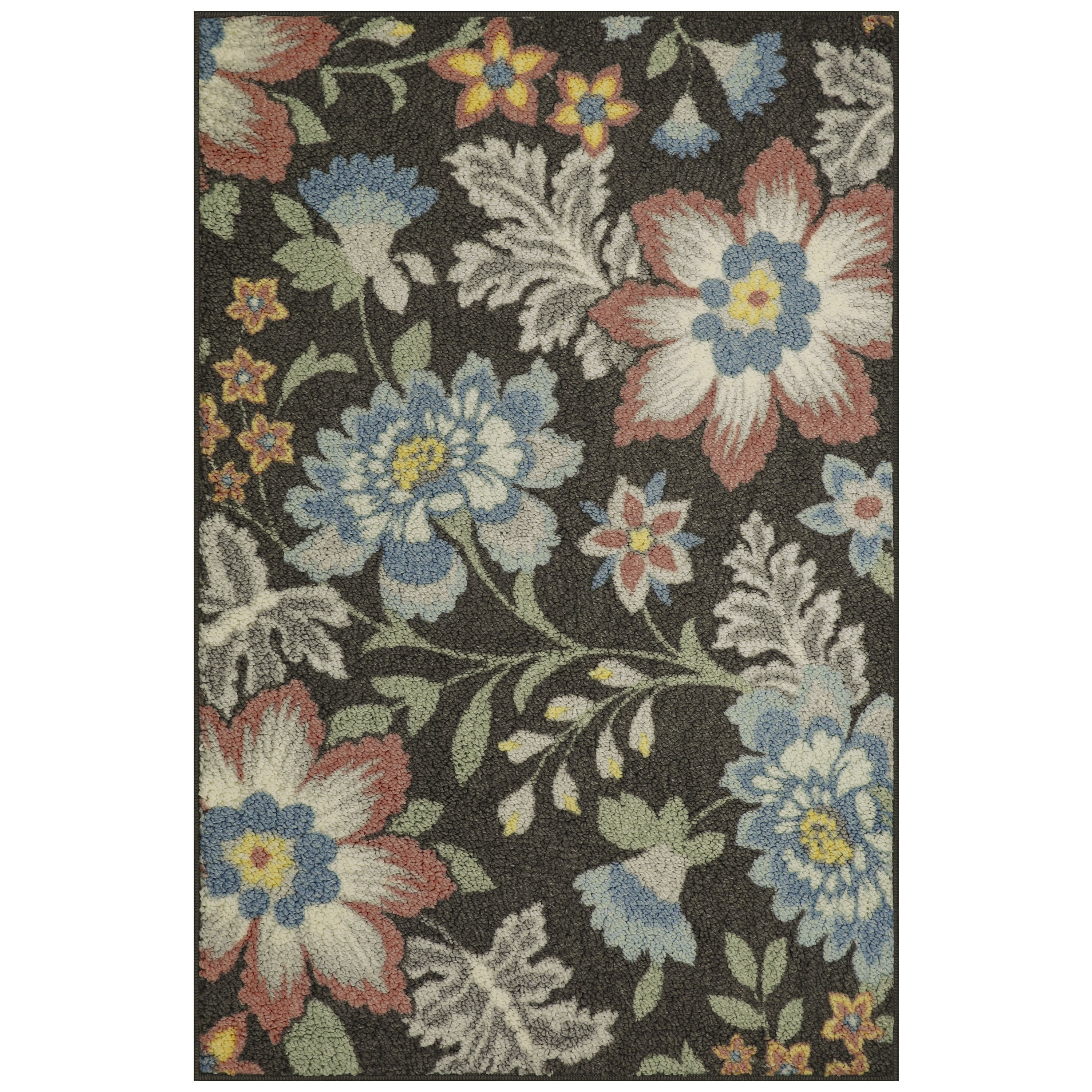 Mainstays Farmhouse Oversized Floral Gray Multi Indoor Accent Rug, 2'6"x3'10"