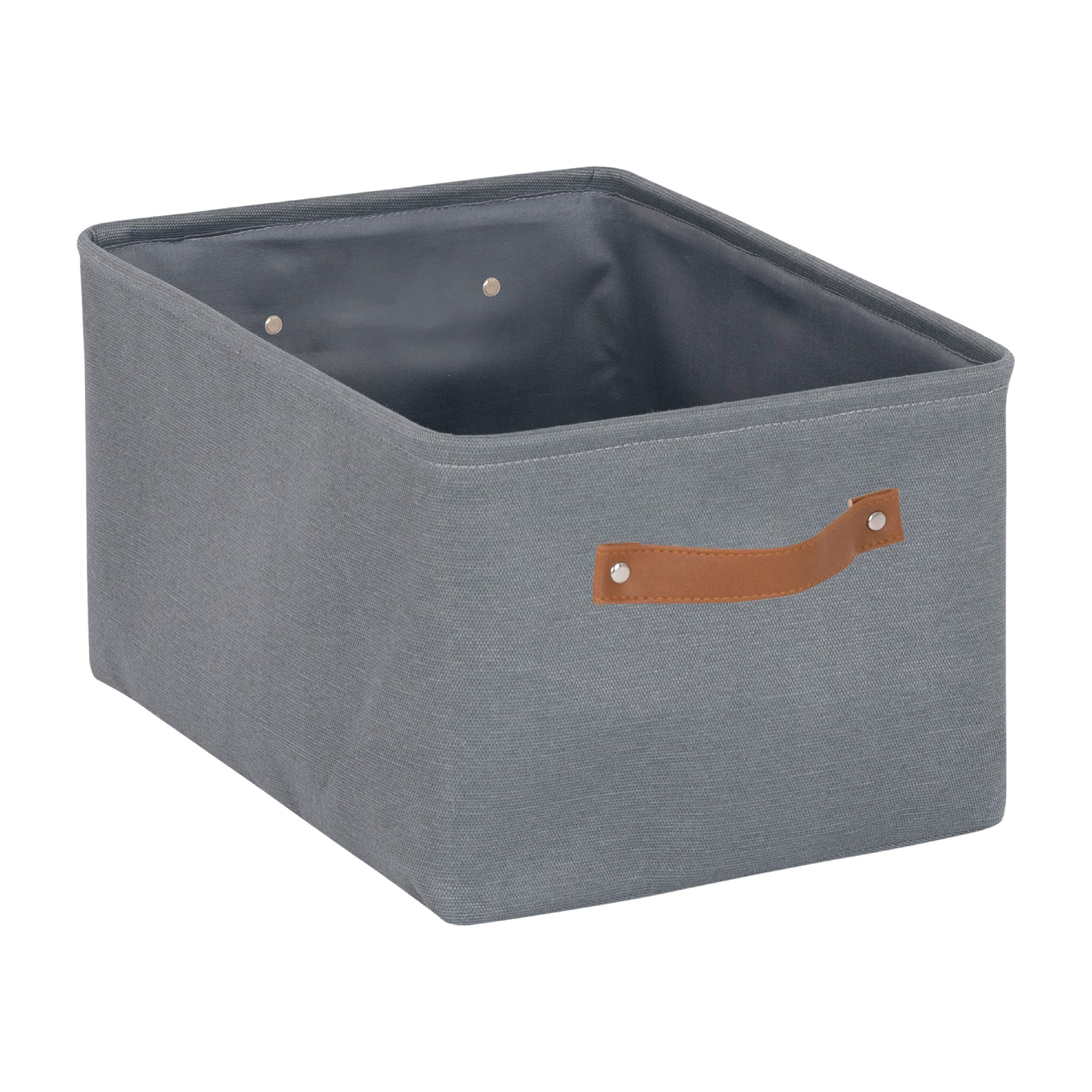 Mainstays Grey Canvas Storage Polyester Storage Bin Basket with Handles