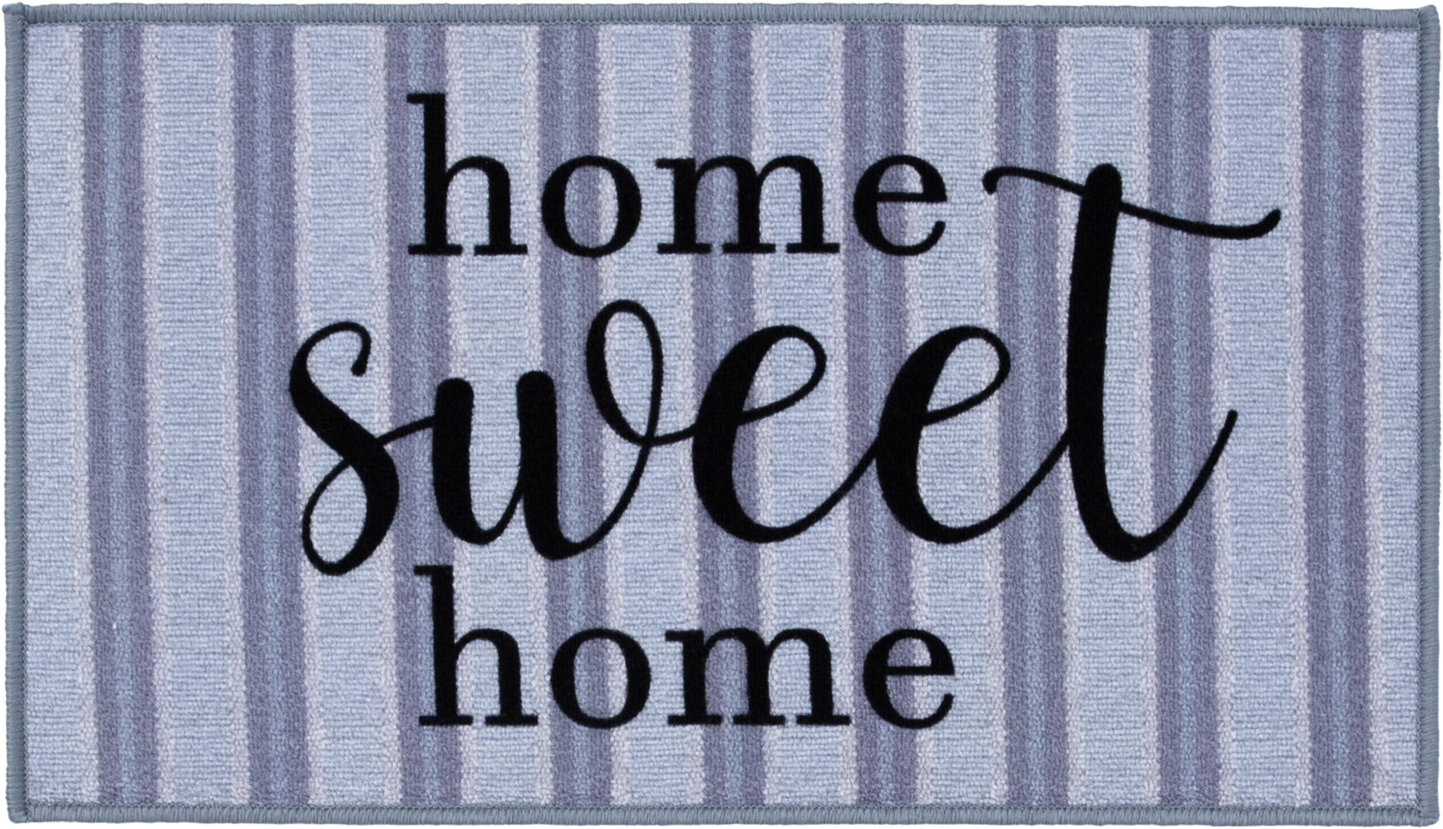 Mainstays Home Sweet Home Striped Indoor Accent Rug, Blue & Gray, 17"x30"