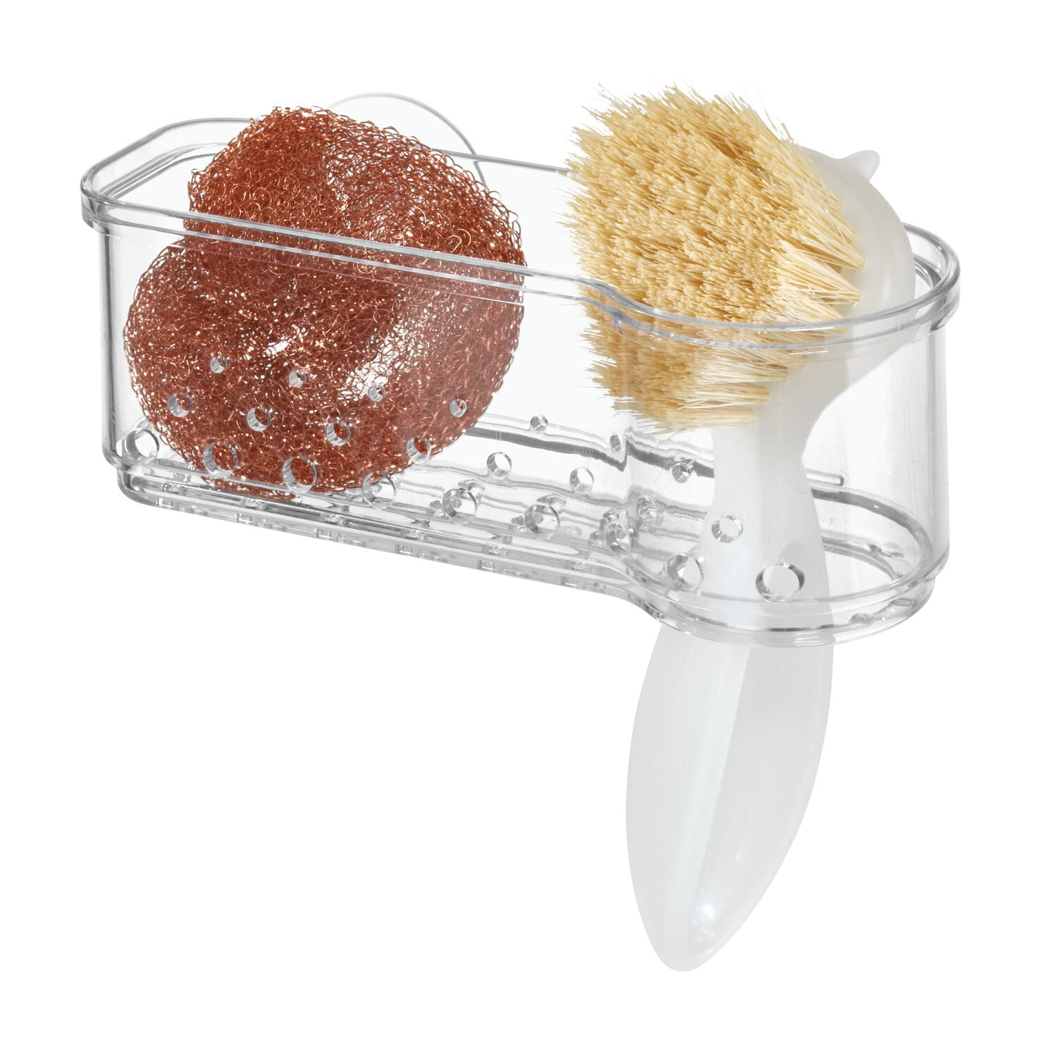 Mainstays Plastic Kitchen Sponge Holder Sink Caddy, Clear