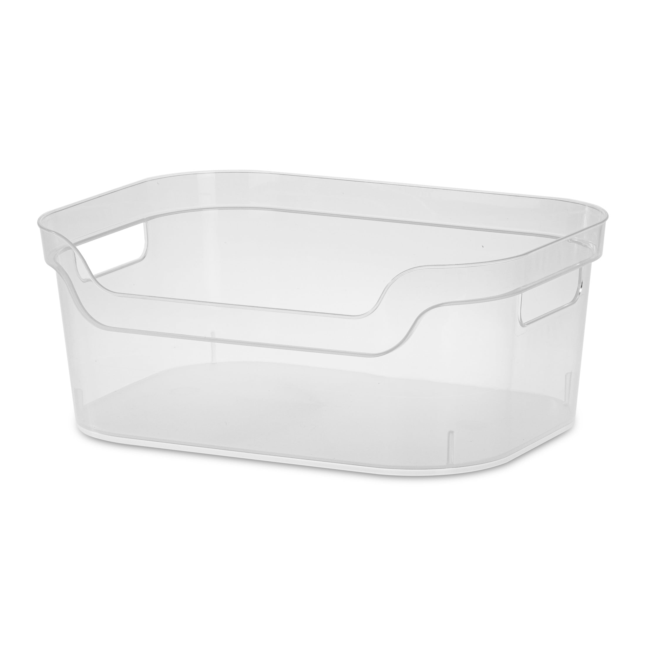 Mainstays Medium Open Bin, Clear Plastic, Easy Access Bin with Scoop Front