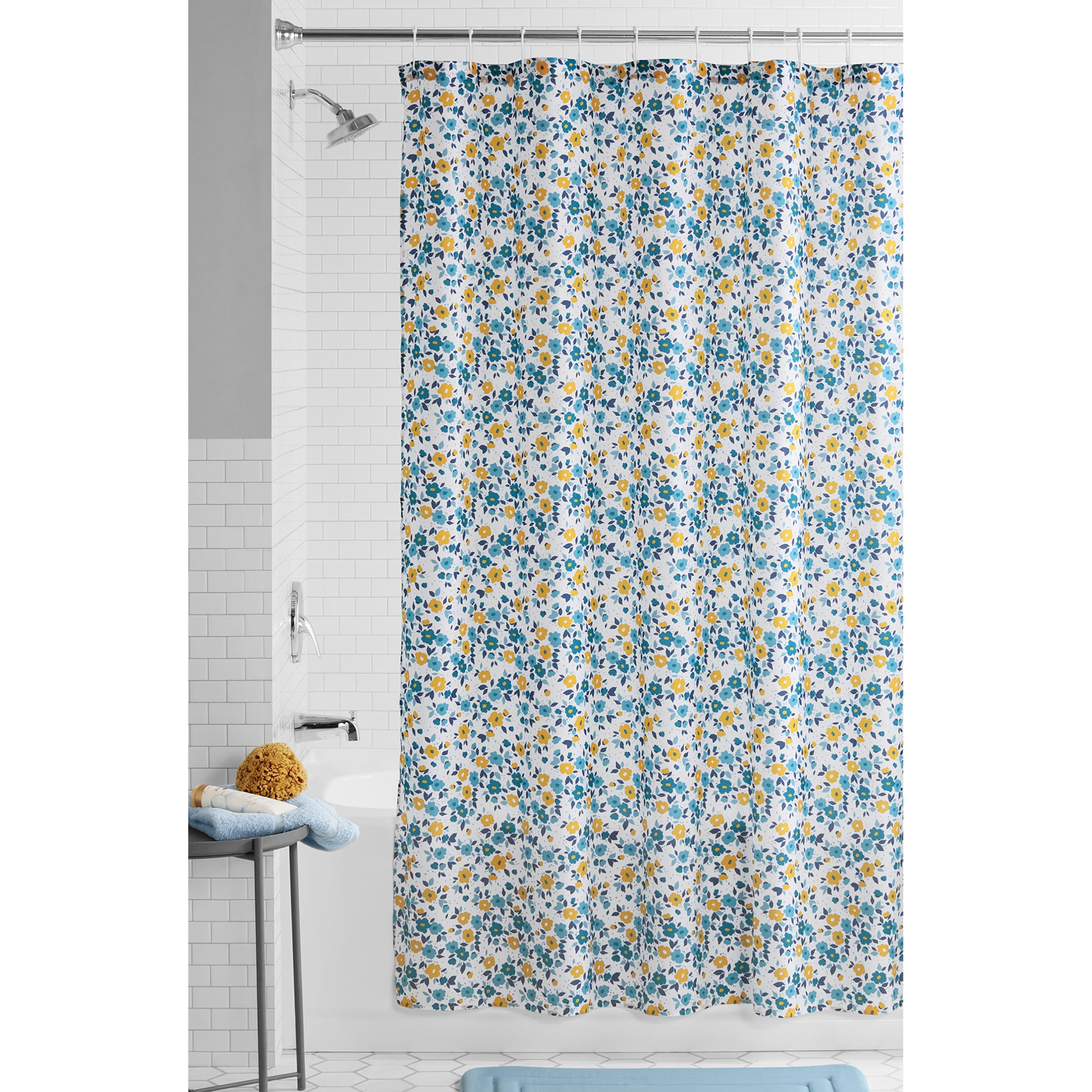 Mainstays Multi Ditsy Floral Fabric Shower Curtain, 72" x 72"