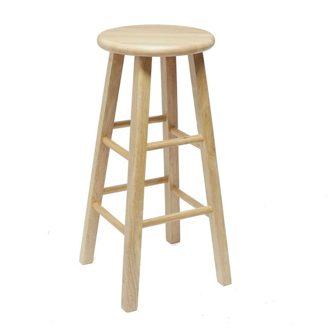 Mainstays Natural Tan Wood Backless Indoor Kitchen Barstool, Fully Assembled, 29" High