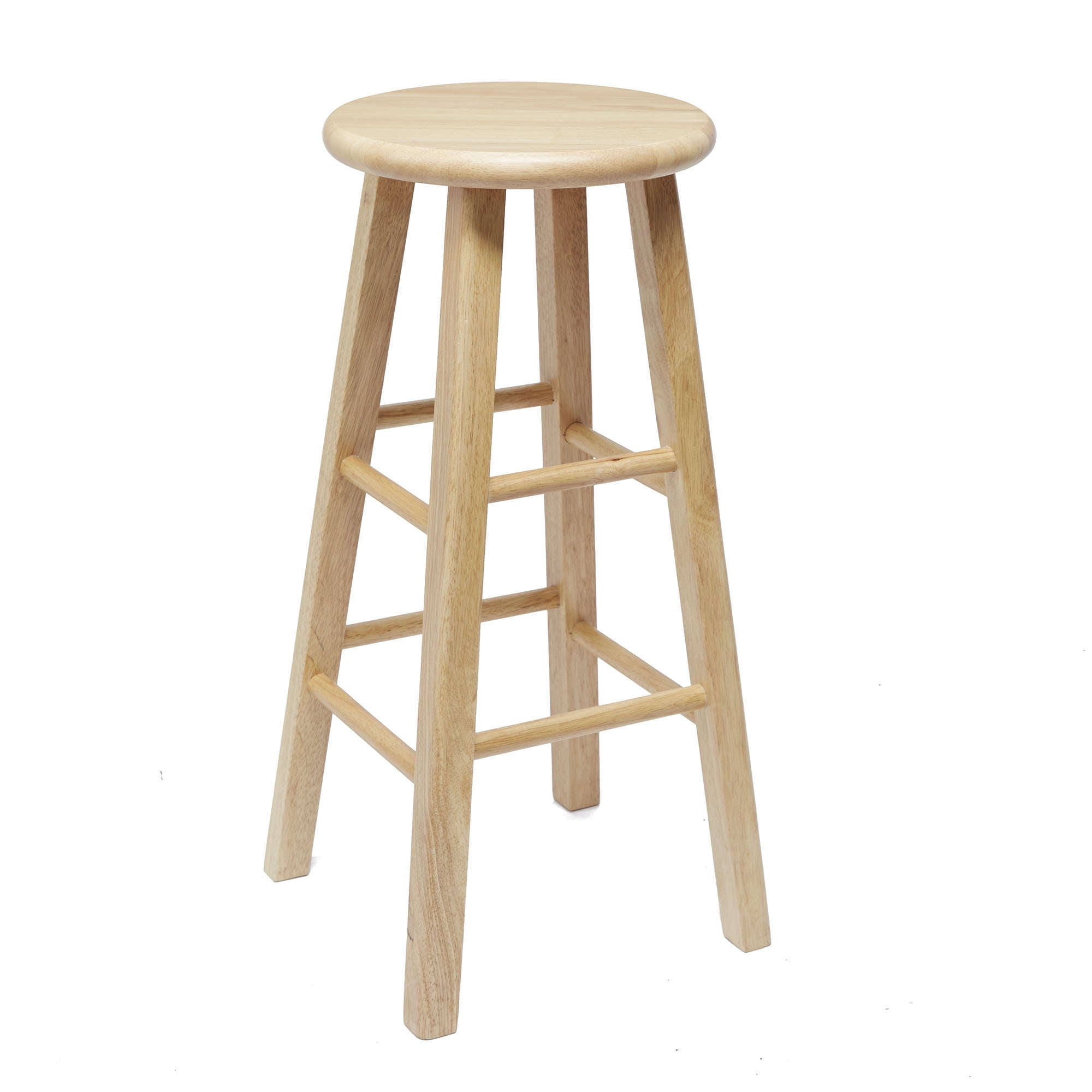 Mainstays Natural Tan Wood Backless Indoor Kitchen Barstool, Fully Assembled, 29" High