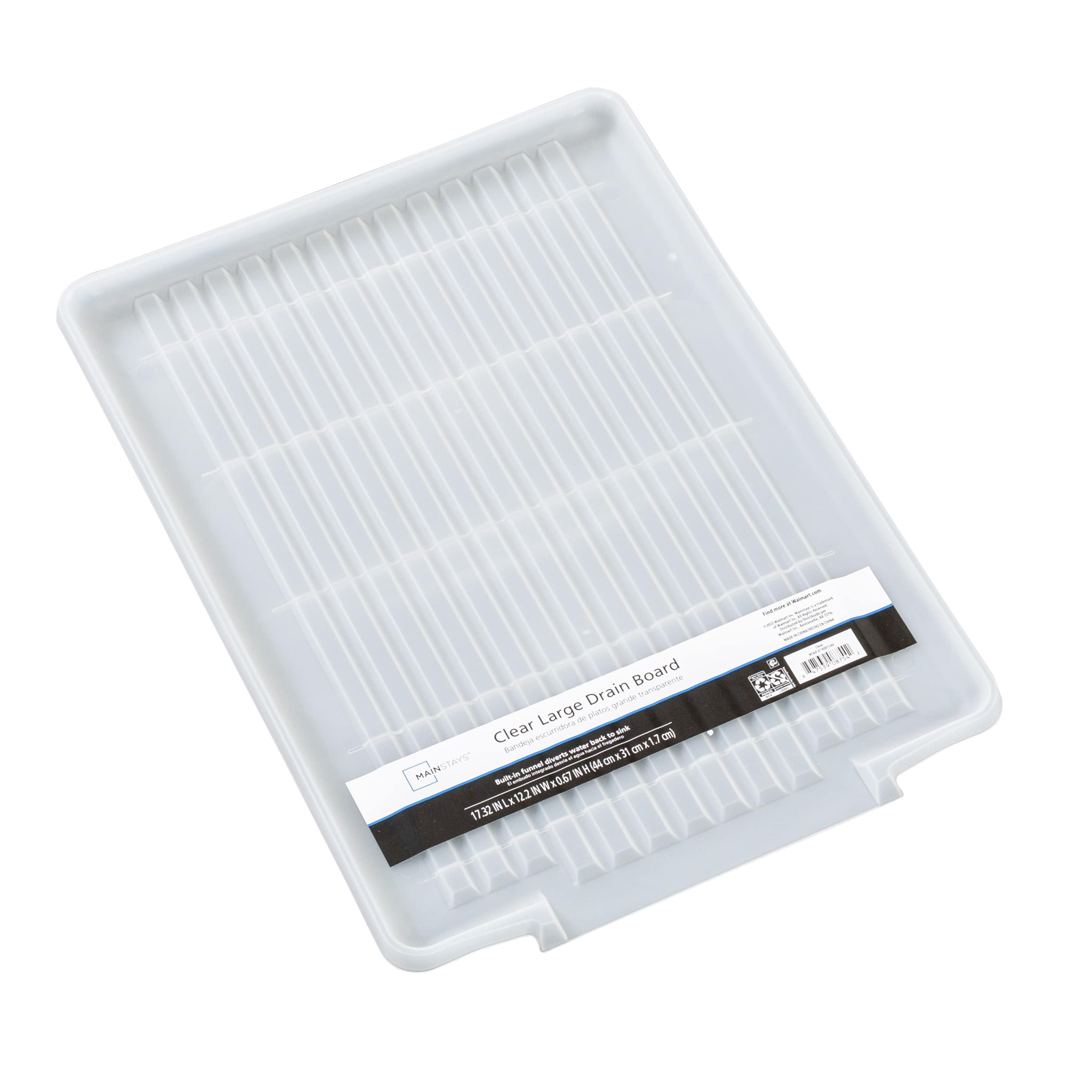 Mainstays Plastic Clear Large 0.15" H Kitchen Dish Drain Board