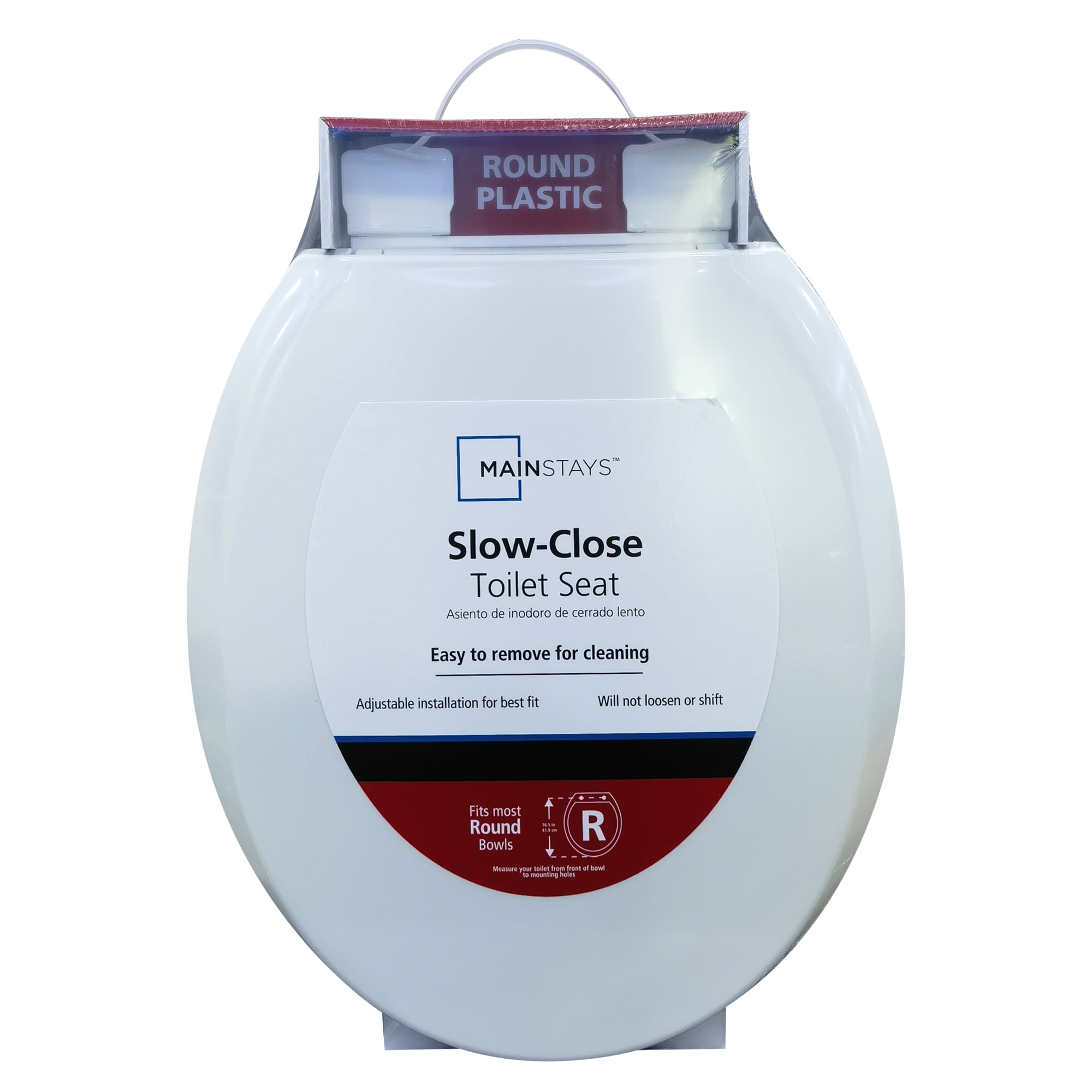 Mainstays Plastic Round Slow-Close Toilet Seat in White