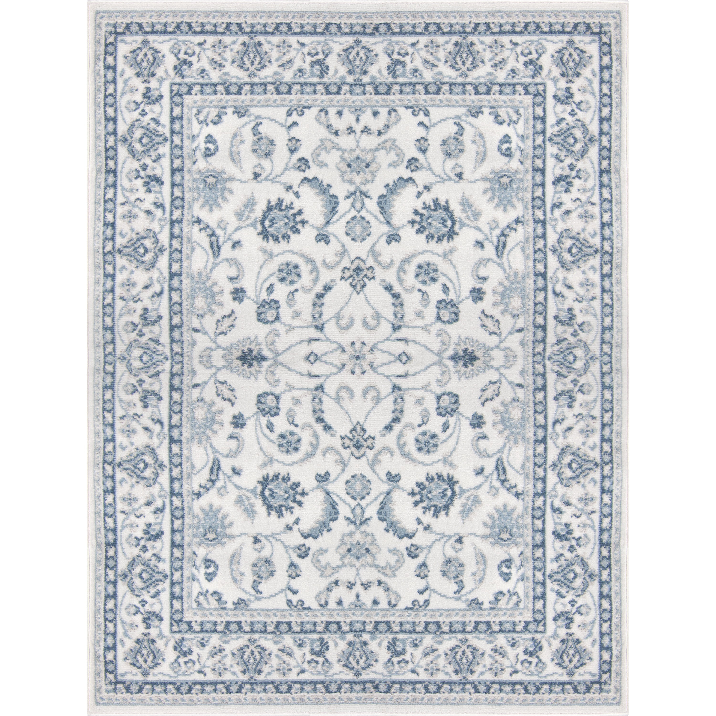 Mainstays Slate Blue Floral, Indoor Area Rug, 4'11" x 6'6"