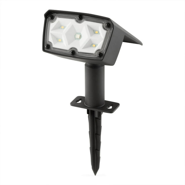 Mainstays Solar Powered Black Color Lock LED Landscape Spotlight, 100 Lumens