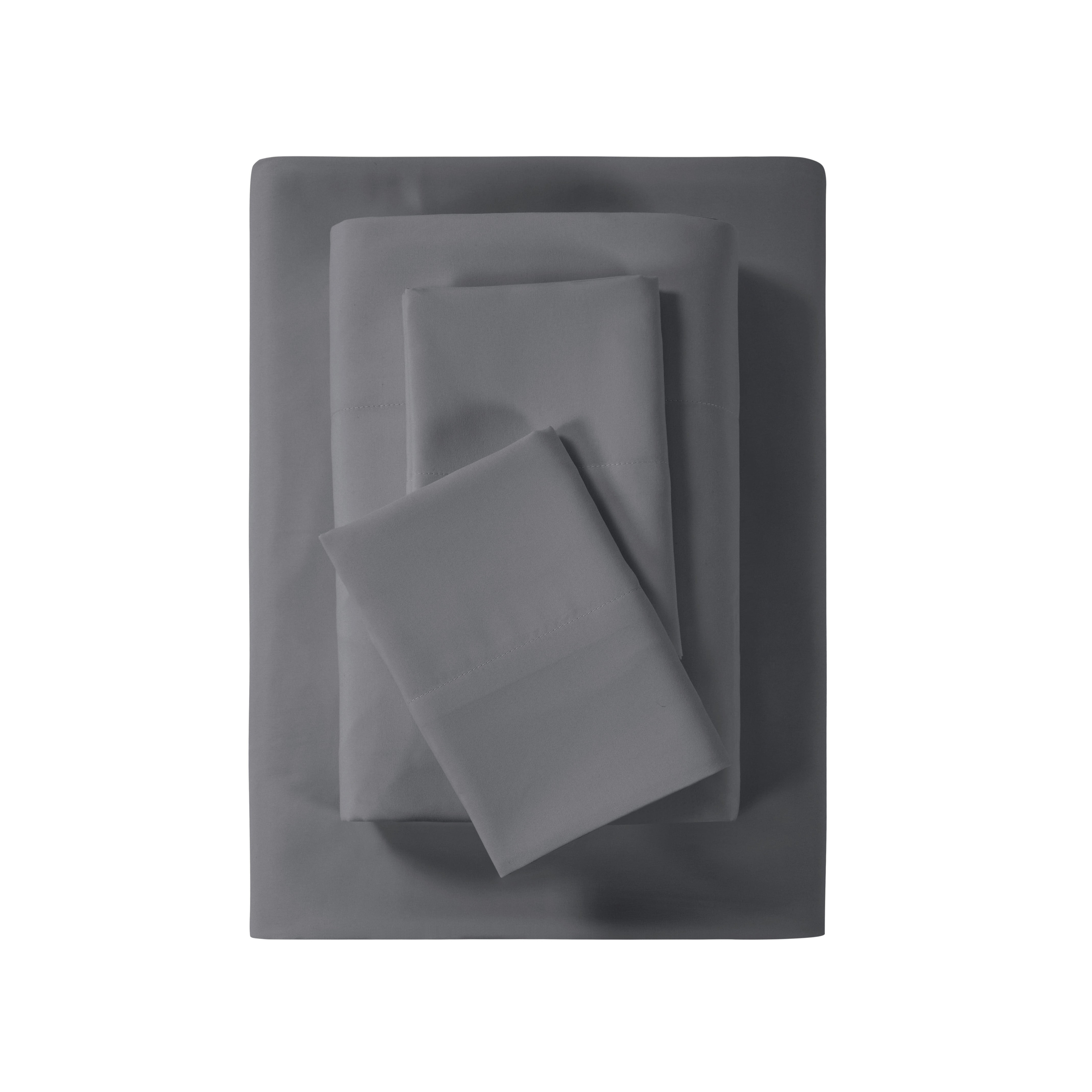 Mainstays Super Soft High Quality Brushed Microfiber Bed Sheet Set, Full, Gray, 4 Piece