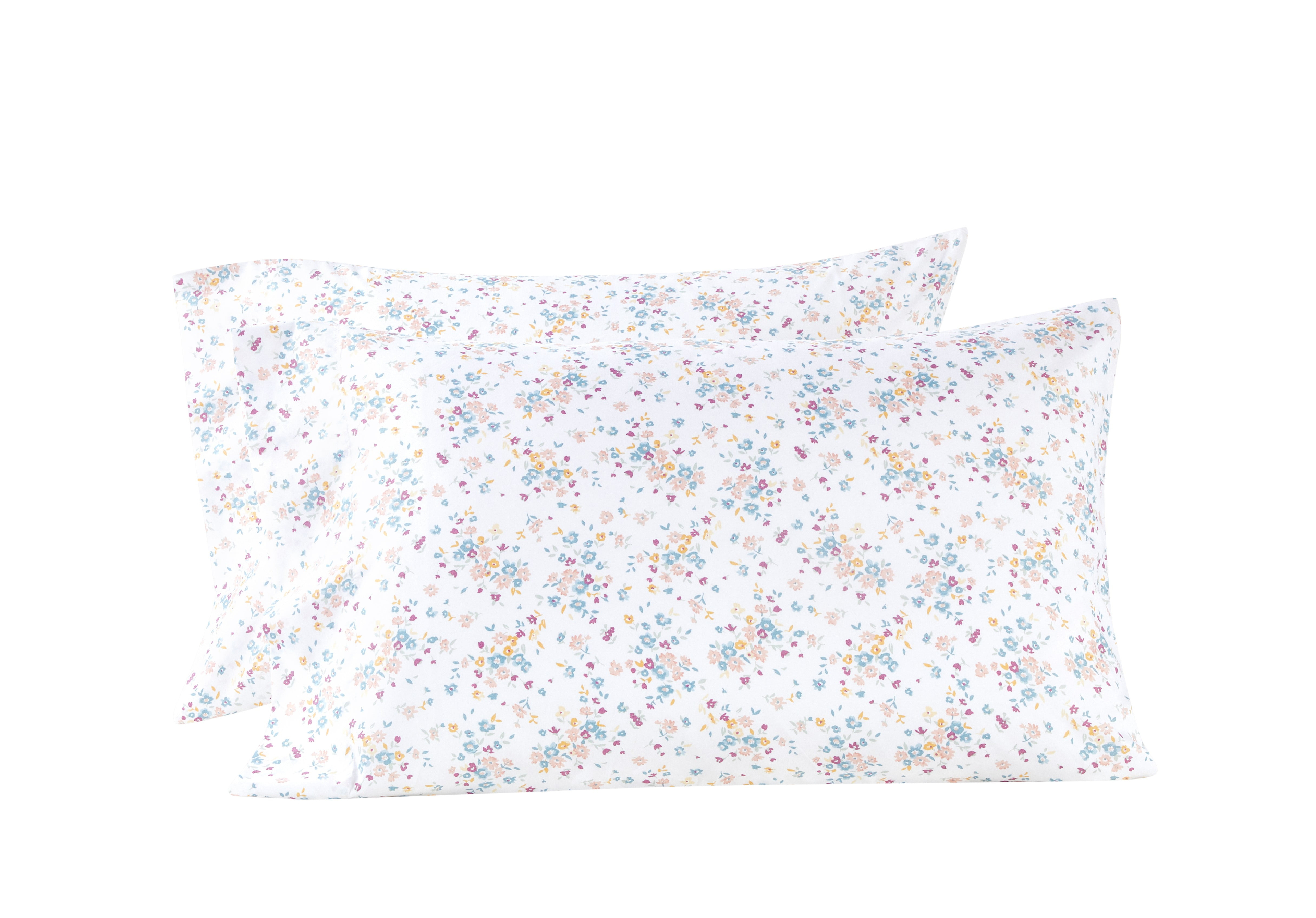 Mainstays Super Soft High Quality Brushed Microfiber Pillowcase Set, King, White Floral, 2 Piece