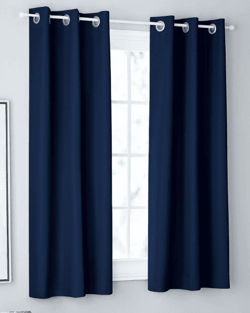 Mainstays Textured Solid Blackout Grommet Curtain Panel Pair, Set of 2, Navy, 37" W x 63" L