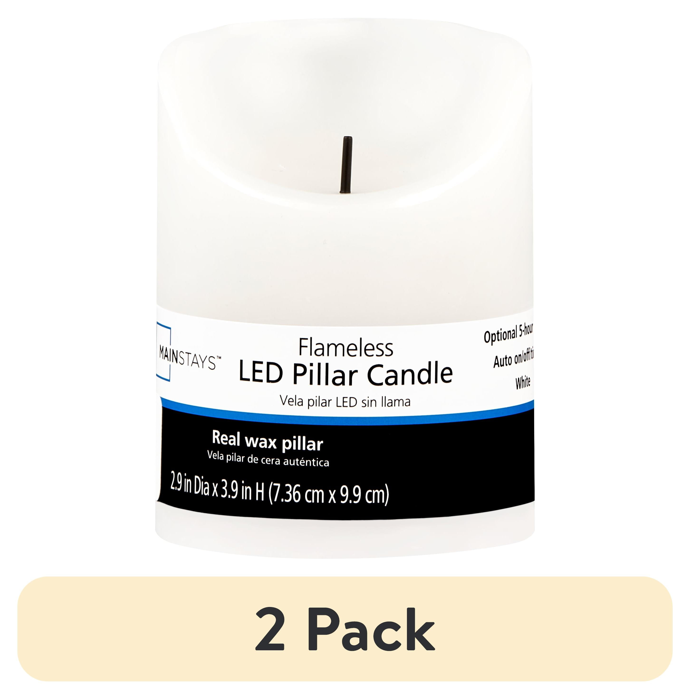 Mainstays Unscented Flameless LED Pillar Candle, White, 3 x 4 in