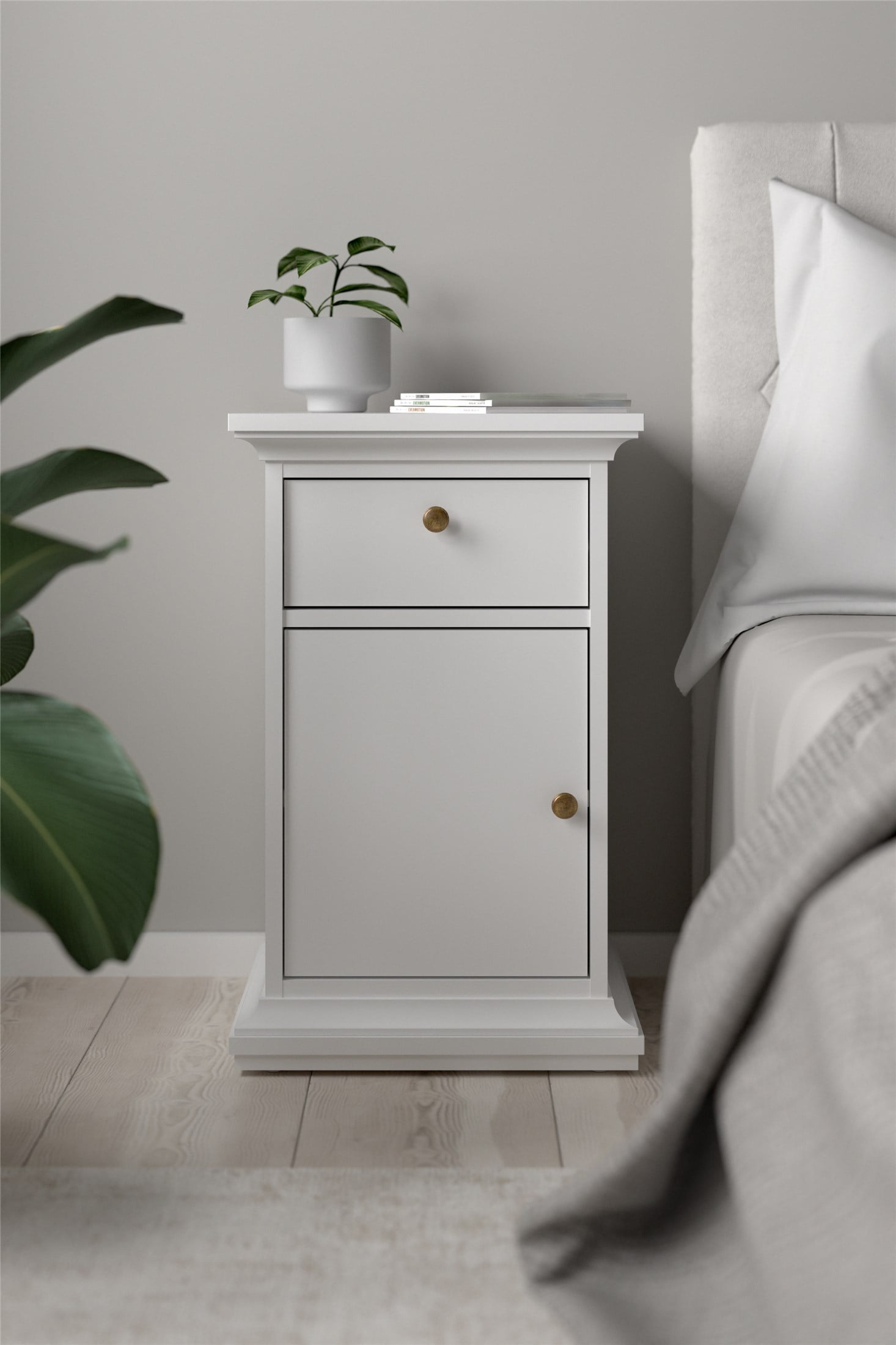 Tvilum Maison Park 1 Drawer, 1 Door Bedroom Nightstand for Adults, White