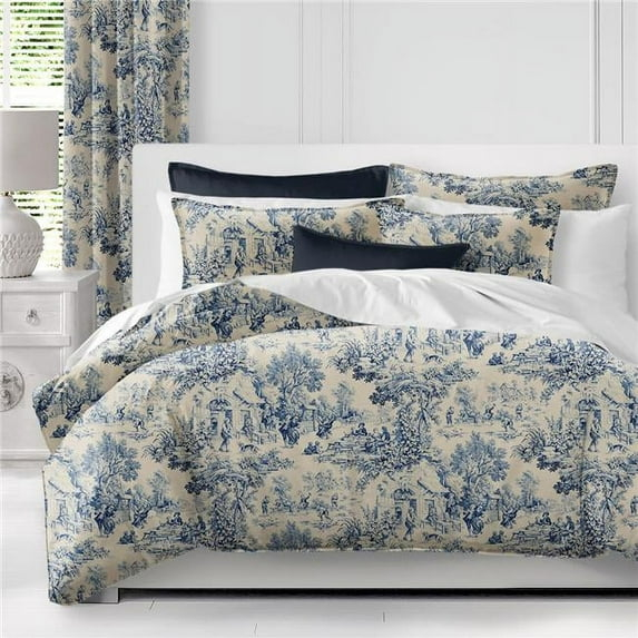 Maison Toile Duvet Cover & 1 Pillow Sham Set, Blue - Twin Size - 2 Piece
