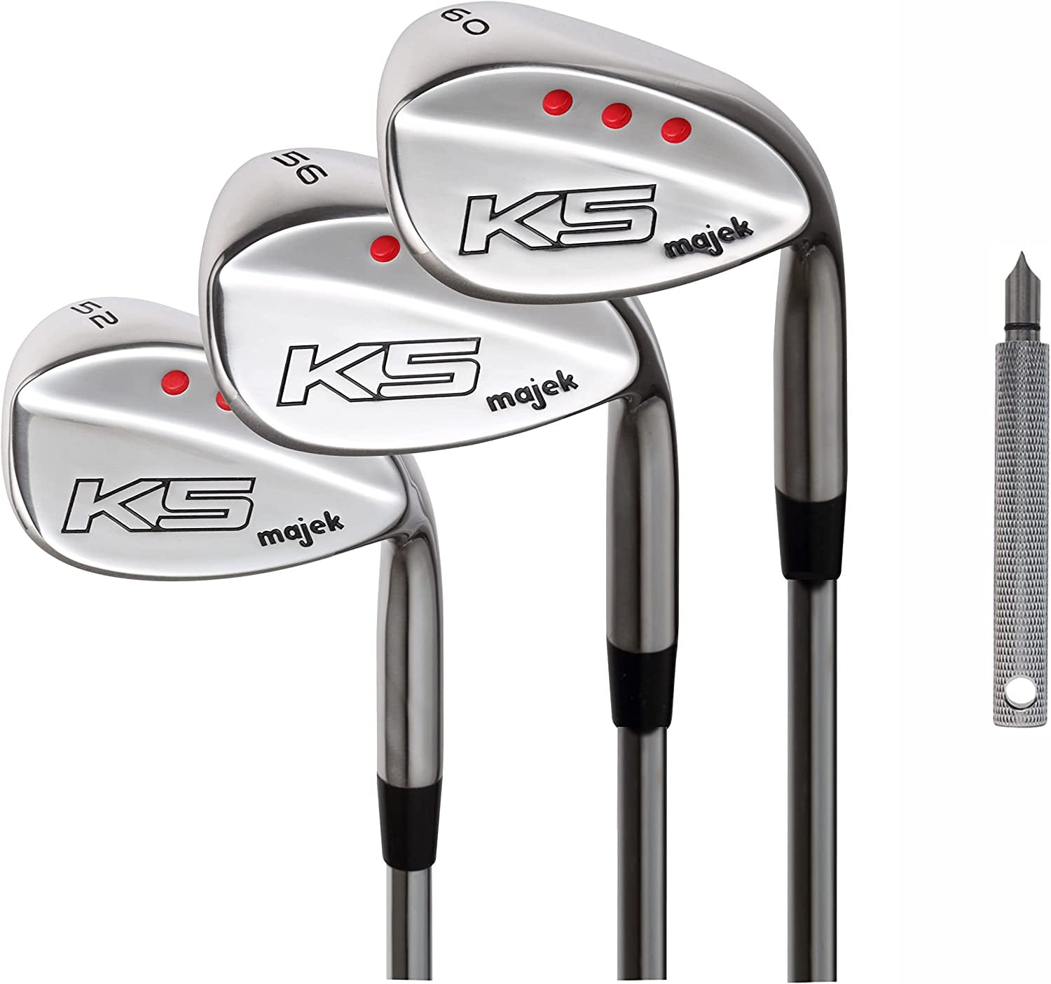 Majek Golf Senior Men's Complete Wedge Set: 52° Gap Wedge (GW), 56° Sand Wedge (SW), 60° Lob Wedge (LW) Right Handed Senior Flex Steel Shaft