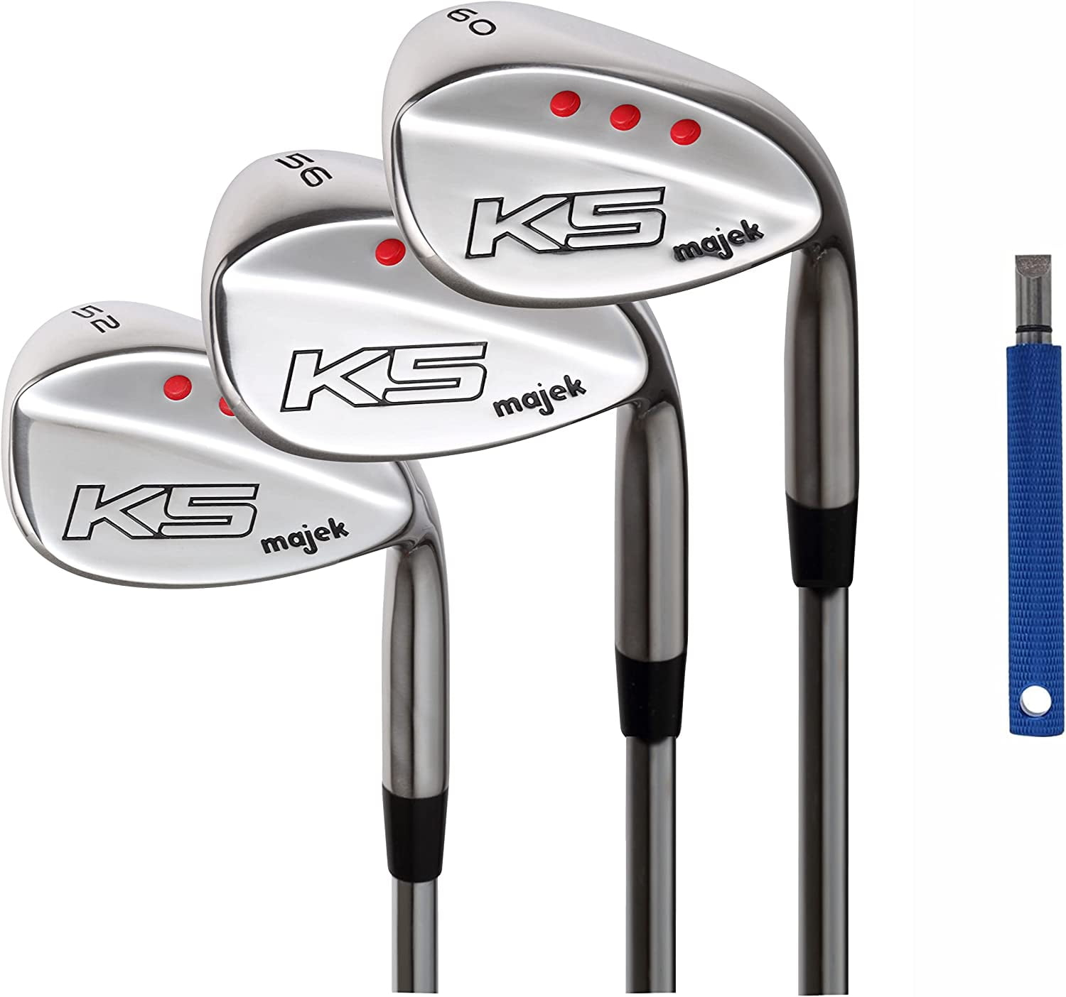 Majek Golf Senior Men's Complete Wedge Set: 52° Gap Wedge (GW), 56° Sand Wedge (SW), 60° Lob Wedge (LW) Right Handed Senior Flex Steel Shaft