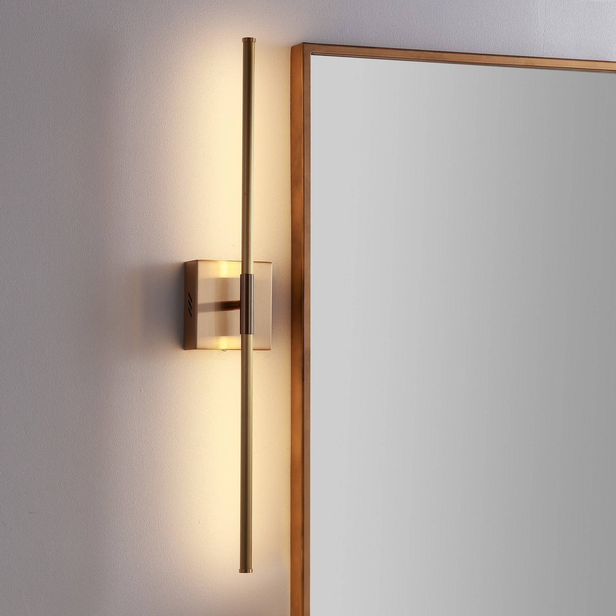 JONATHAN Y Makena 28" Modern Minimalist Dimmable Integrated LED Metal Wall Sconce, Brass Gold