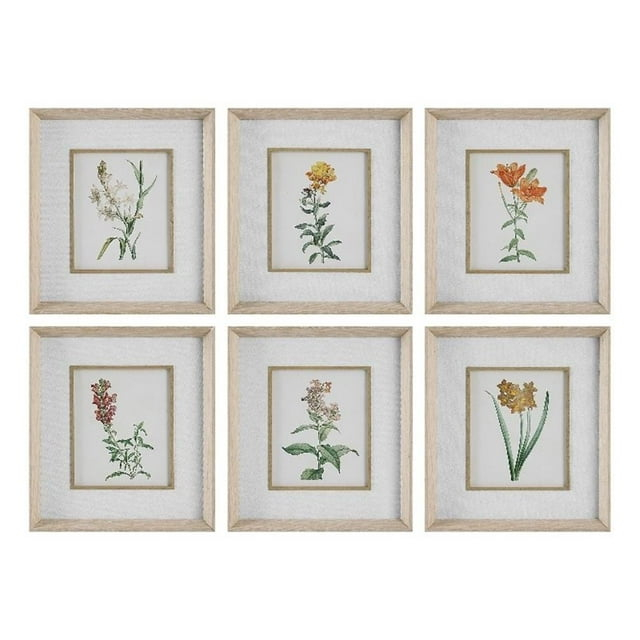 Maklaine Canvas Fabric/Wood Prints in Multi-Color (Set of 6)