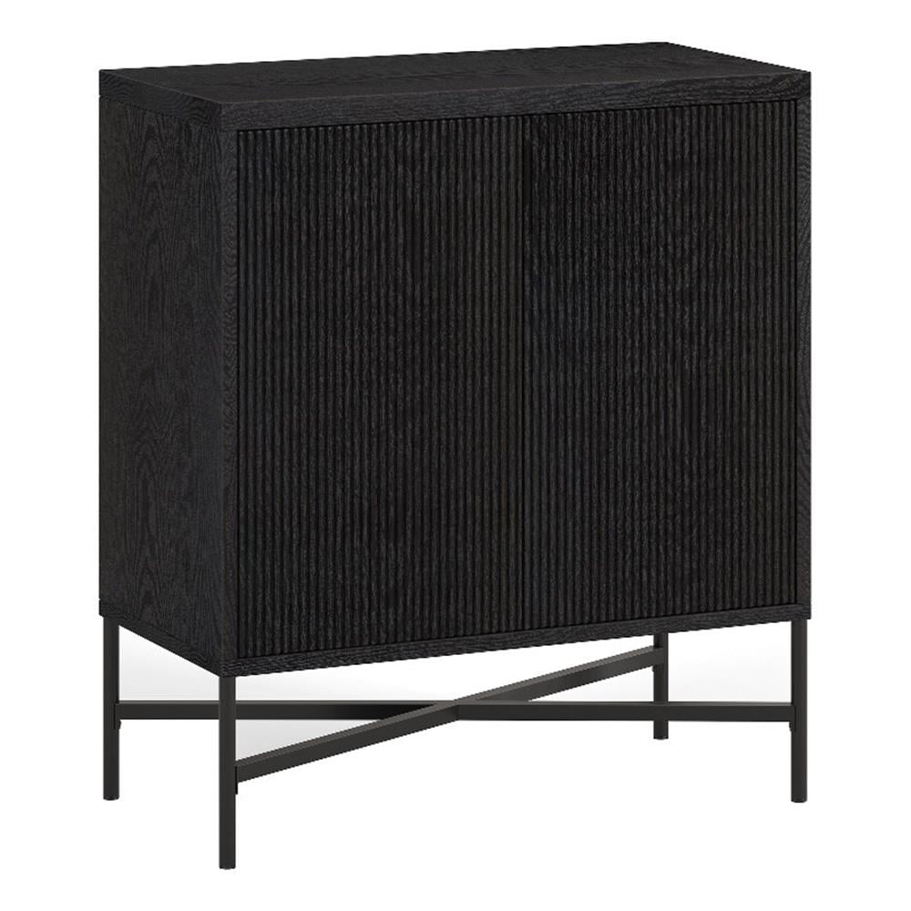 Evelyn&Zoe Brighton 28" Wide Rectangular Accent Cabinet, Black Grain