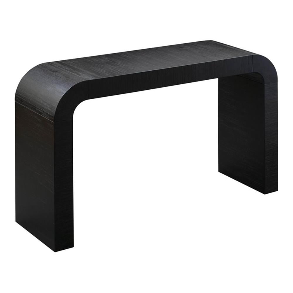 Maklaine Contemporary 31.9"H Acacia Wood Console Table in Black